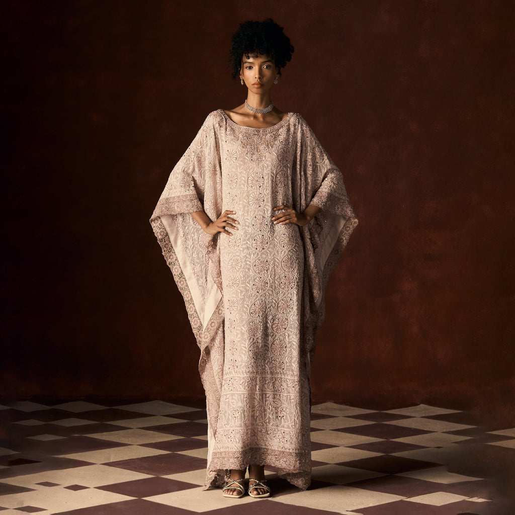 Mohini Chikankari Lavendar Kaftan Outfit