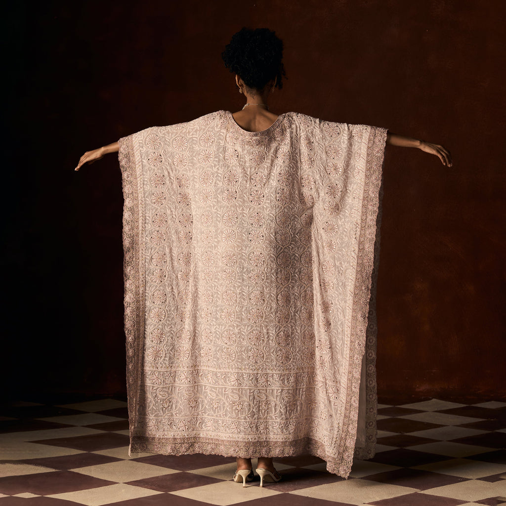 Mohini Chikankari Lavendar Kaftan Outfit