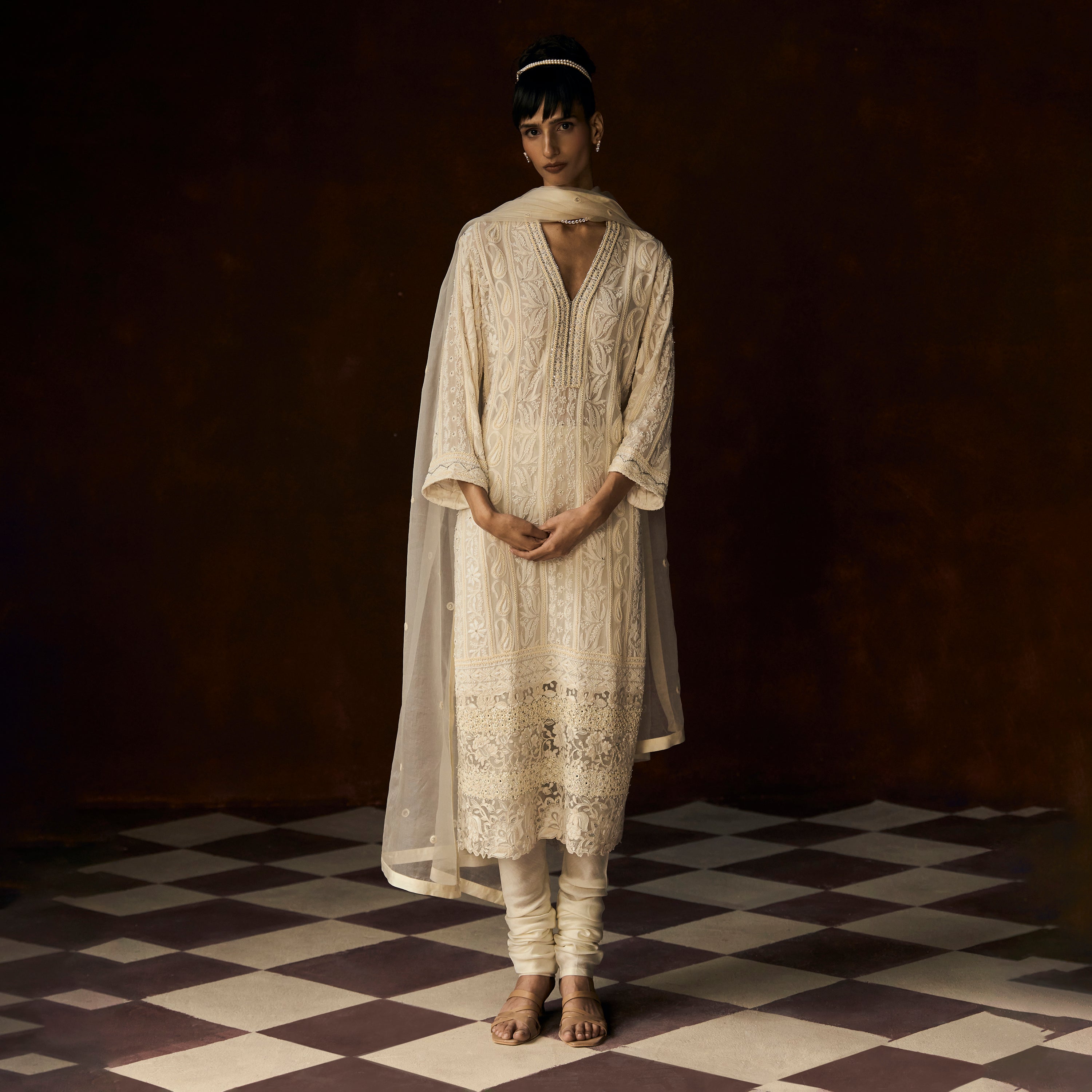 Rani Chikankari Ivory Cutwork Tunic