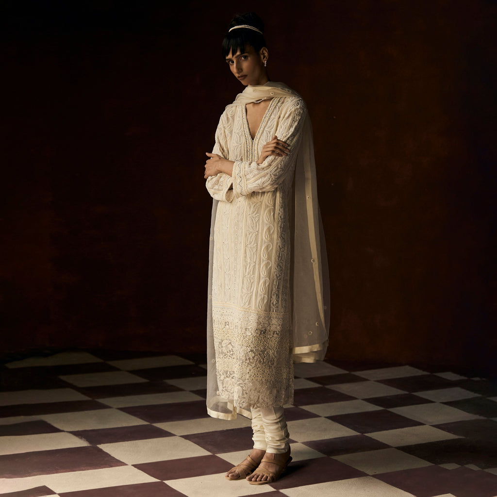 Rani Chikankari Ivory Cutwork Tunic
