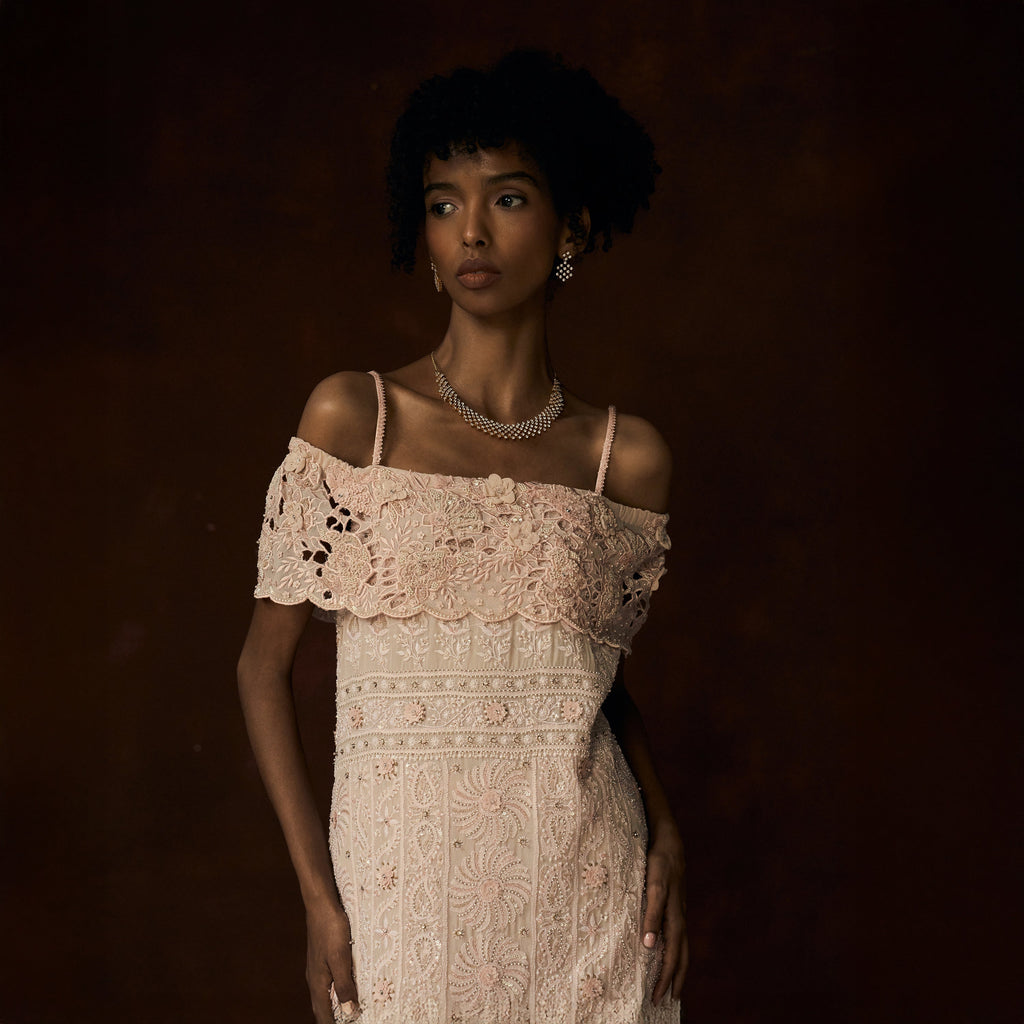 Kamalini Chikankari Off Shoulder Outfit