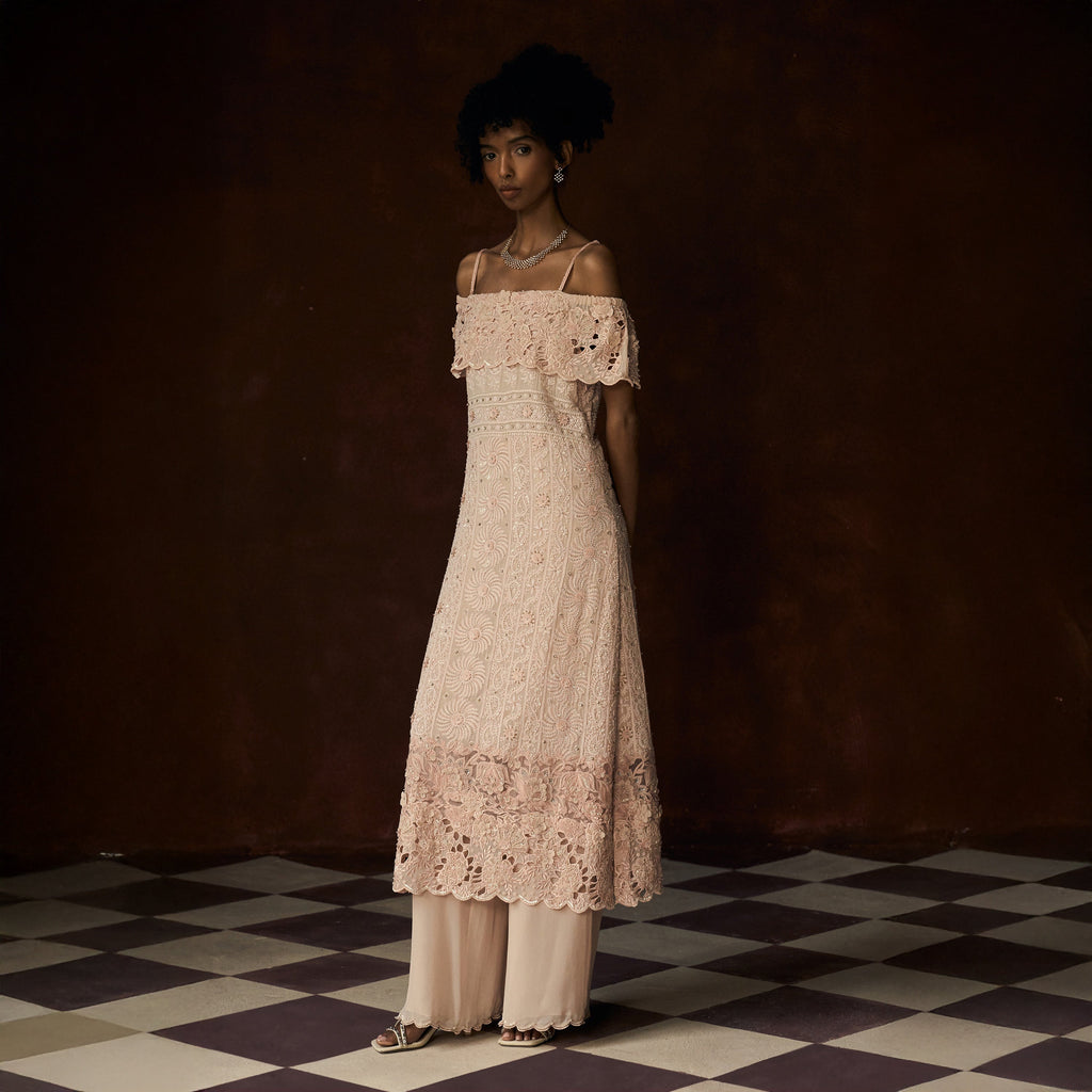 Kamalini Chikankari Off Shoulder Outfit