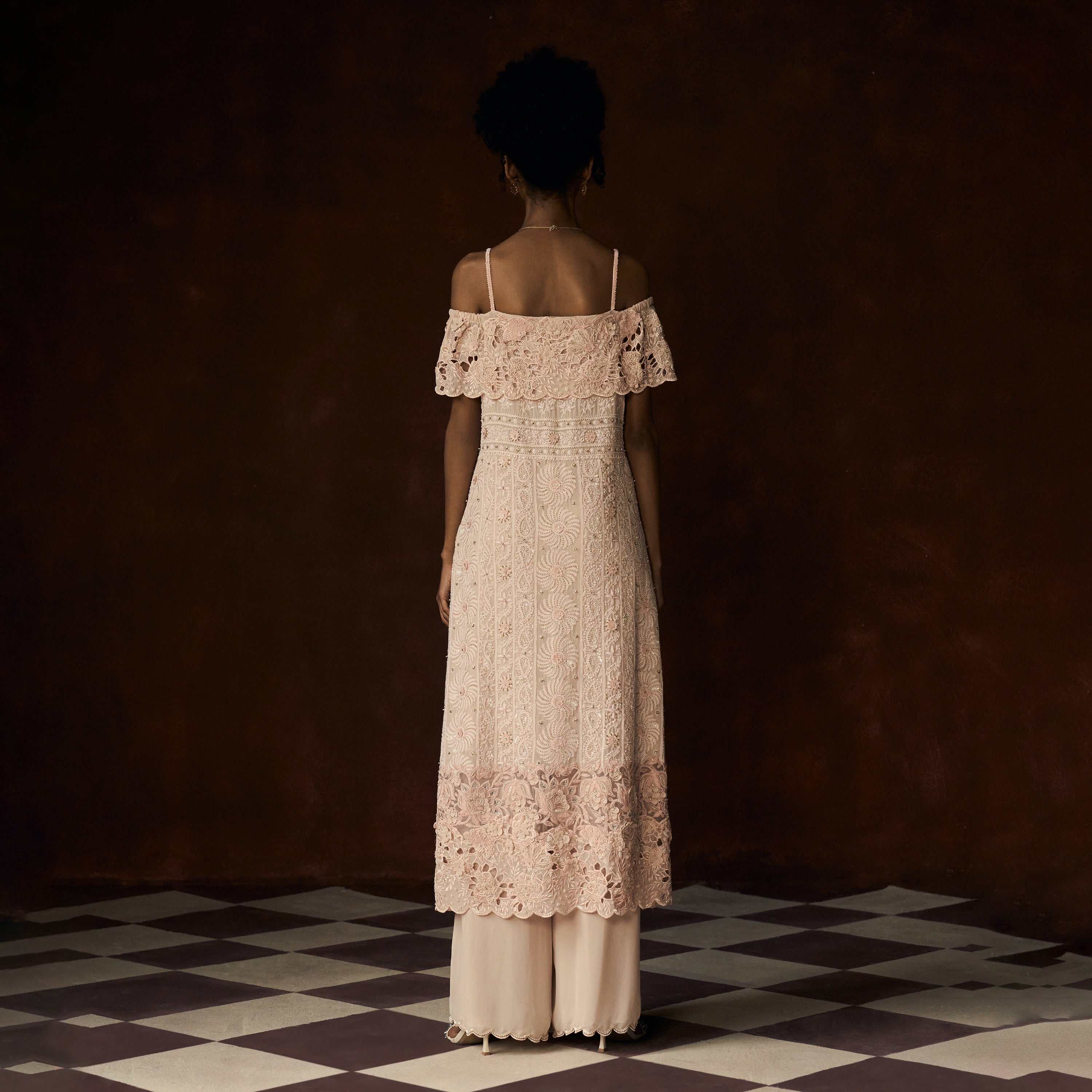 Kamalini Chikankari Off Shoulder Outfit