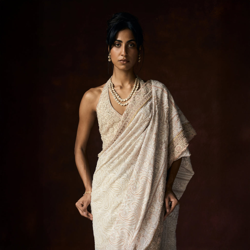 Tanishka Chikankari Ivory Saree