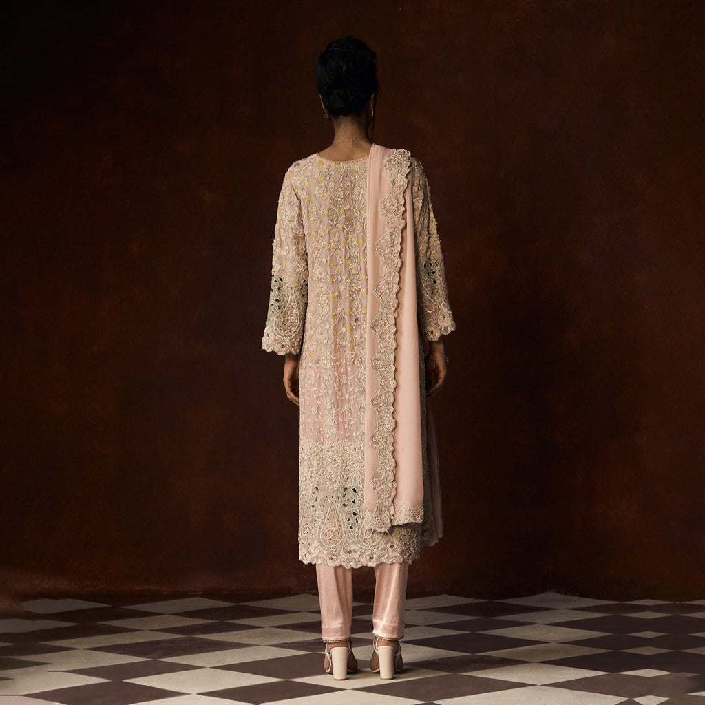 Kasturi Chikankari Pastel Patchwork Outfit