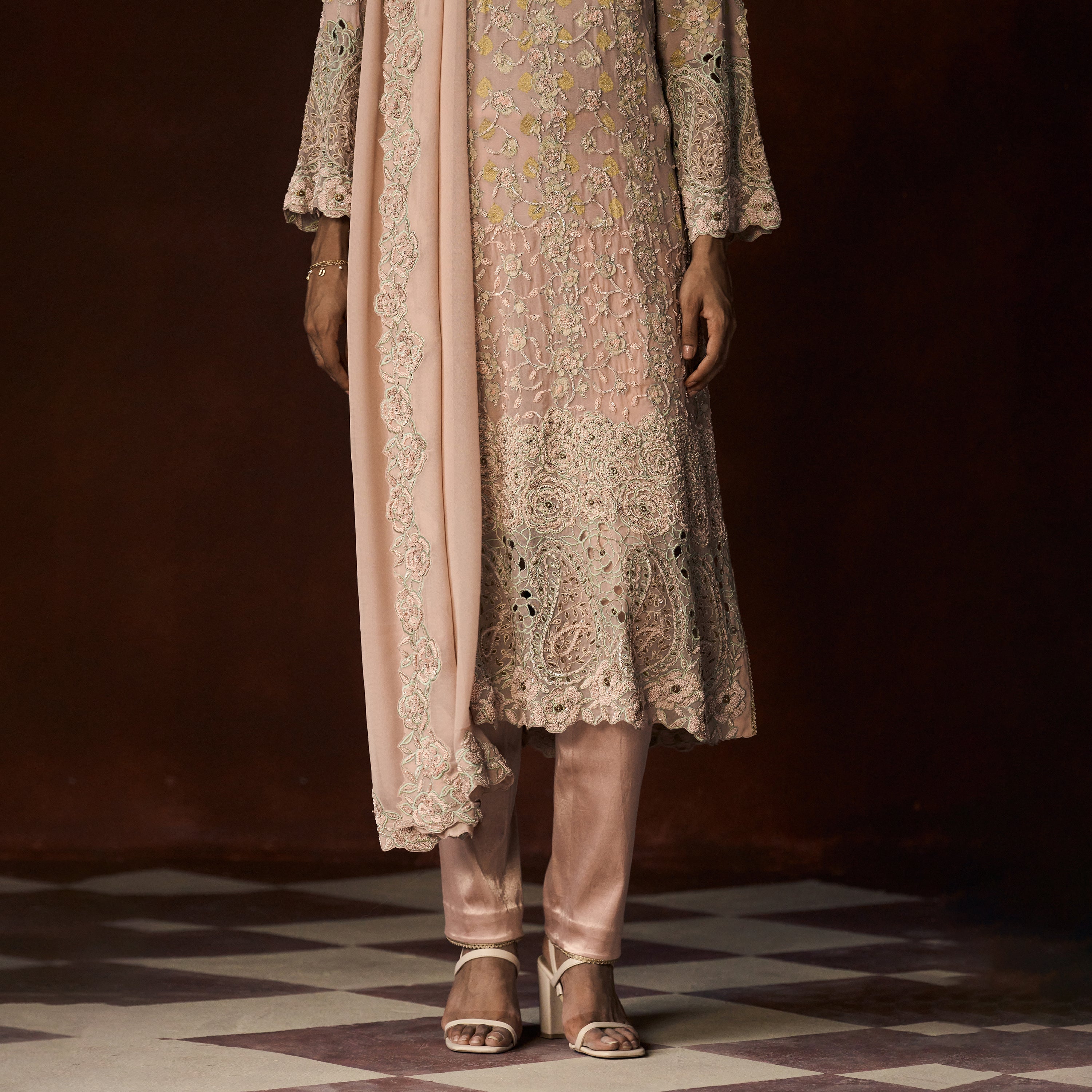 Kasturi Chikankari Pastel Patchwork Outfit