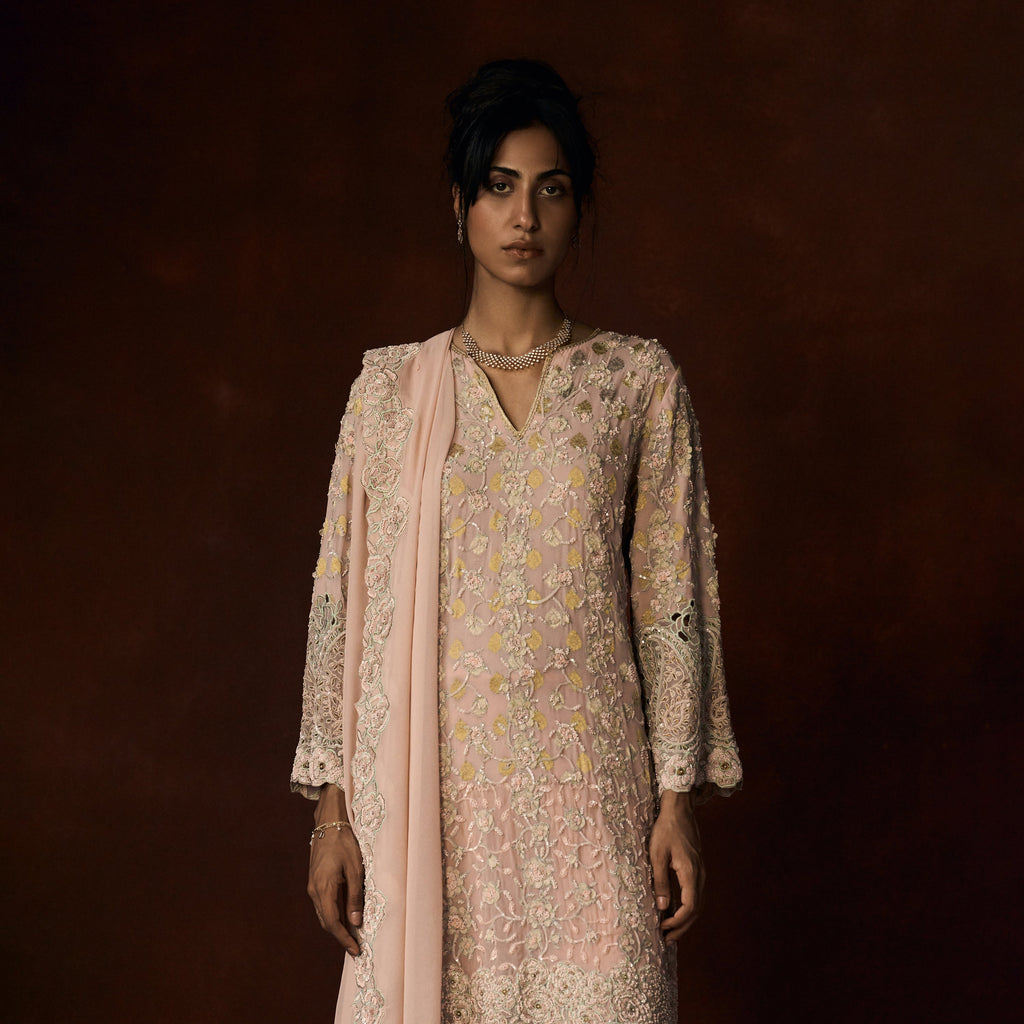 Kasturi Chikankari Pastel Patchwork Outfit