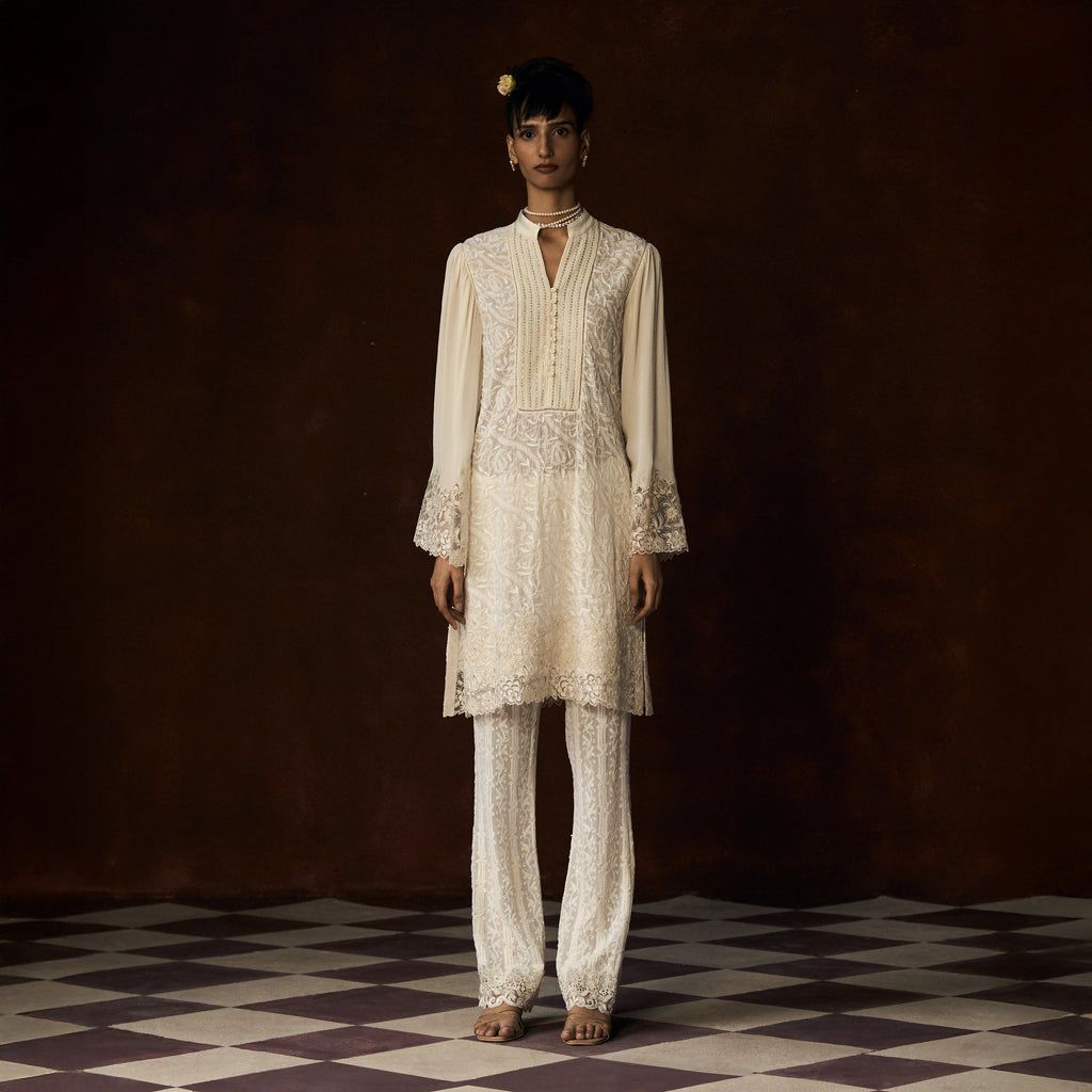 Mehrunisa Chikankari Ivory Tunic