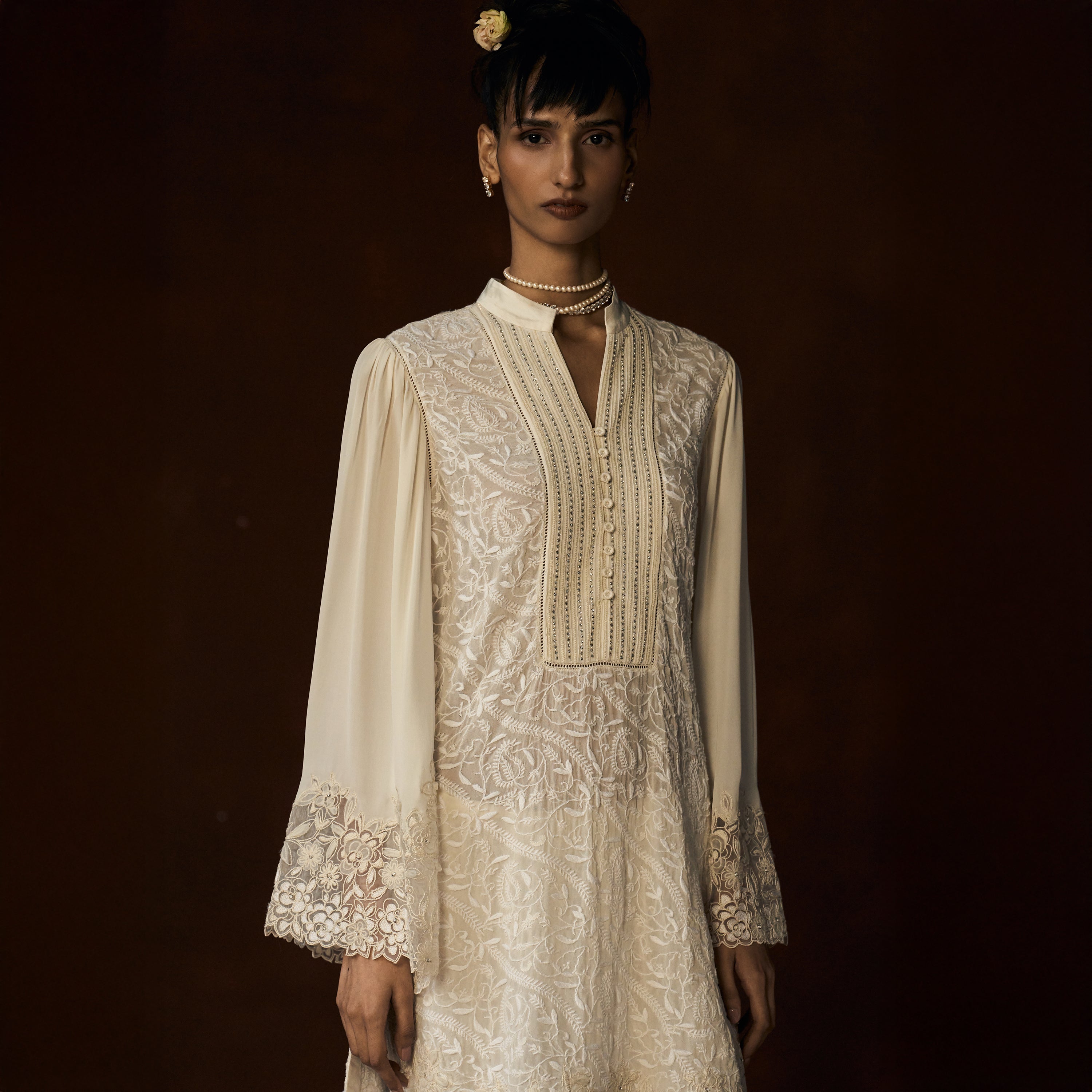 Mehrunisa Chikankari Ivory Tunic