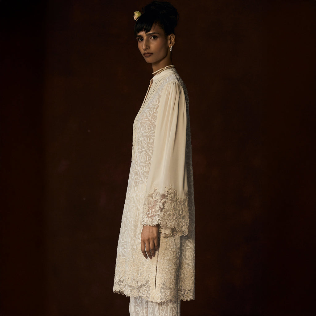 Mehrunisa Chikankari Ivory Tunic