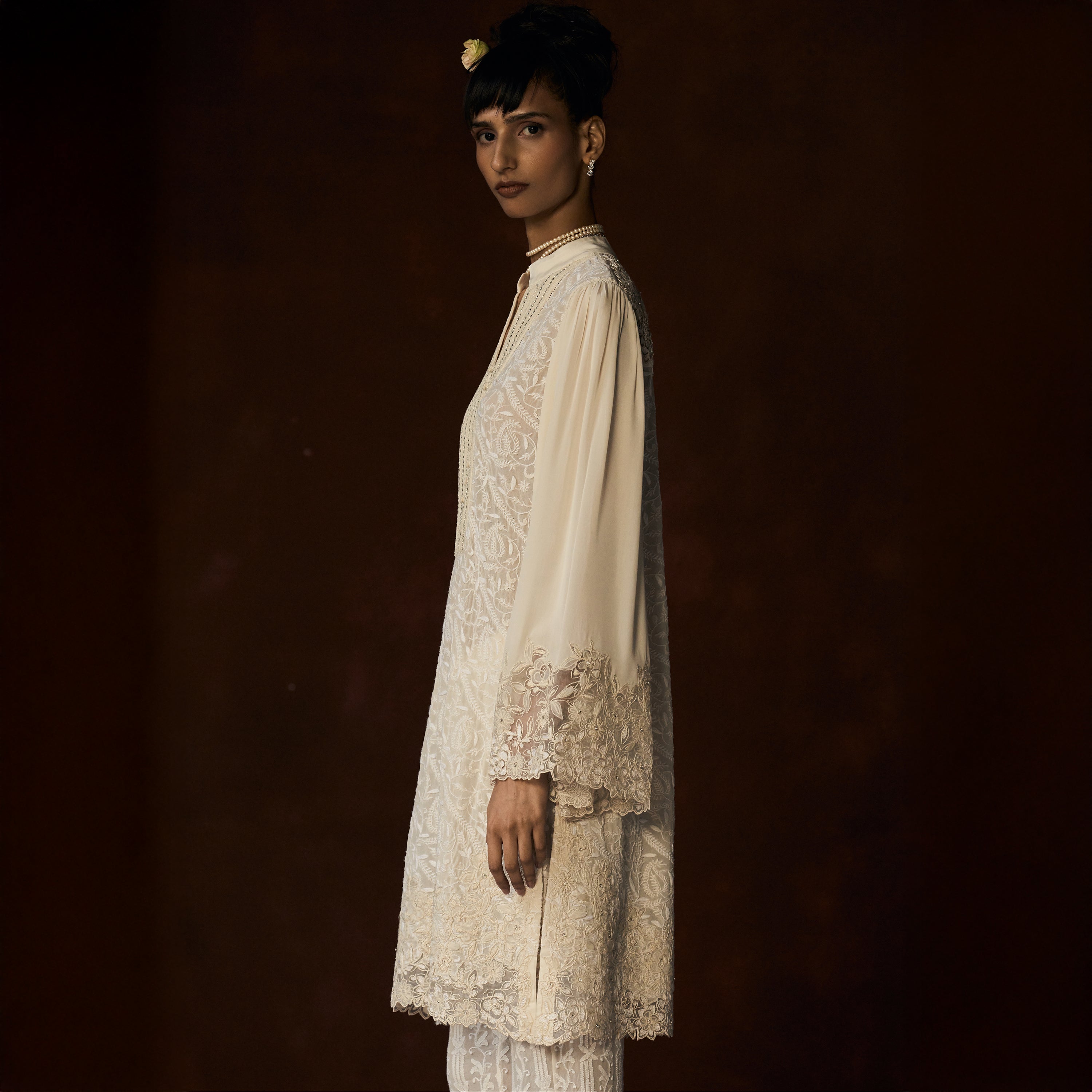 Mehrunisa Chikankari Ivory Tunic