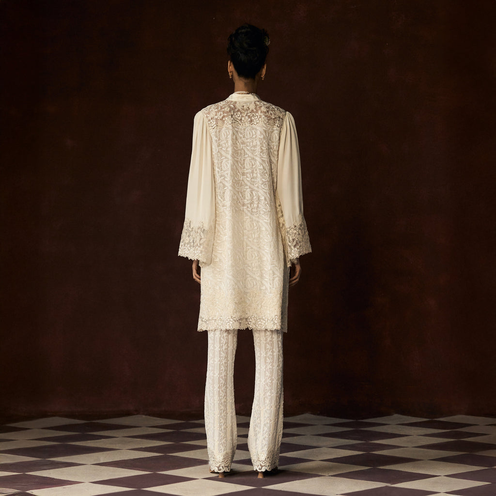 Sakini Chikankari Ivory Boot Leg Pant