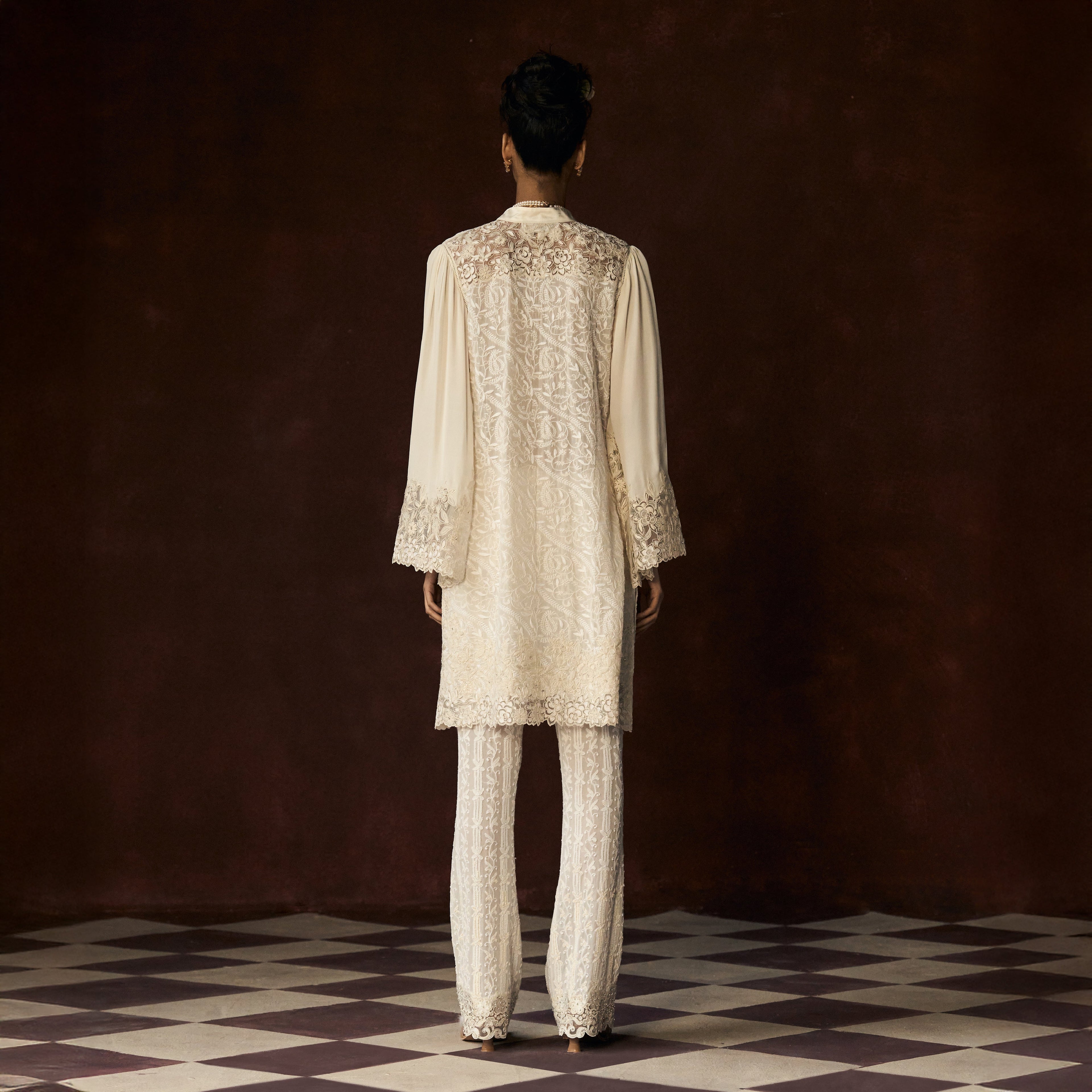 Sakini Chikankari Ivory Boot Leg Pant