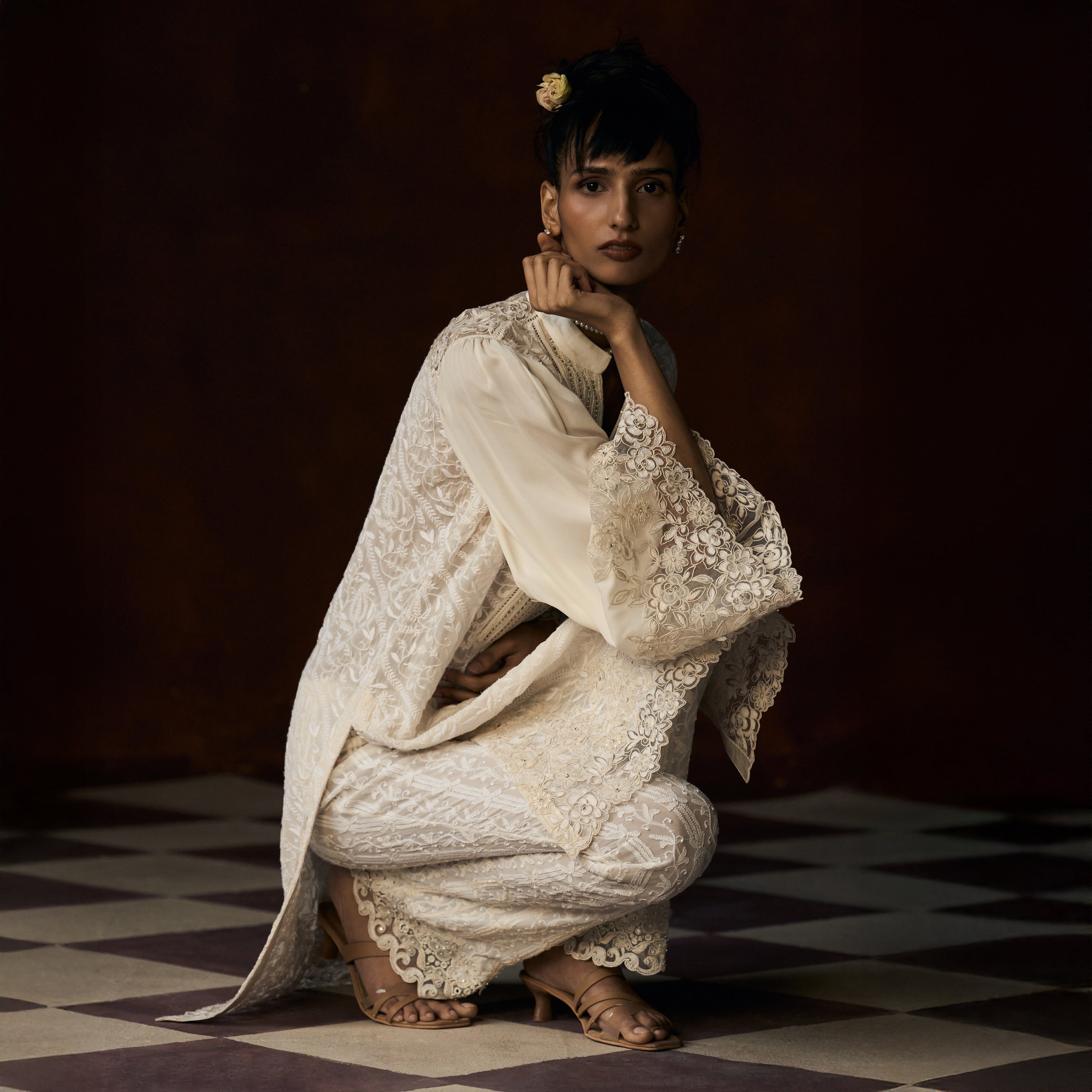 Sakini Chikankari Ivory Boot Leg Pant