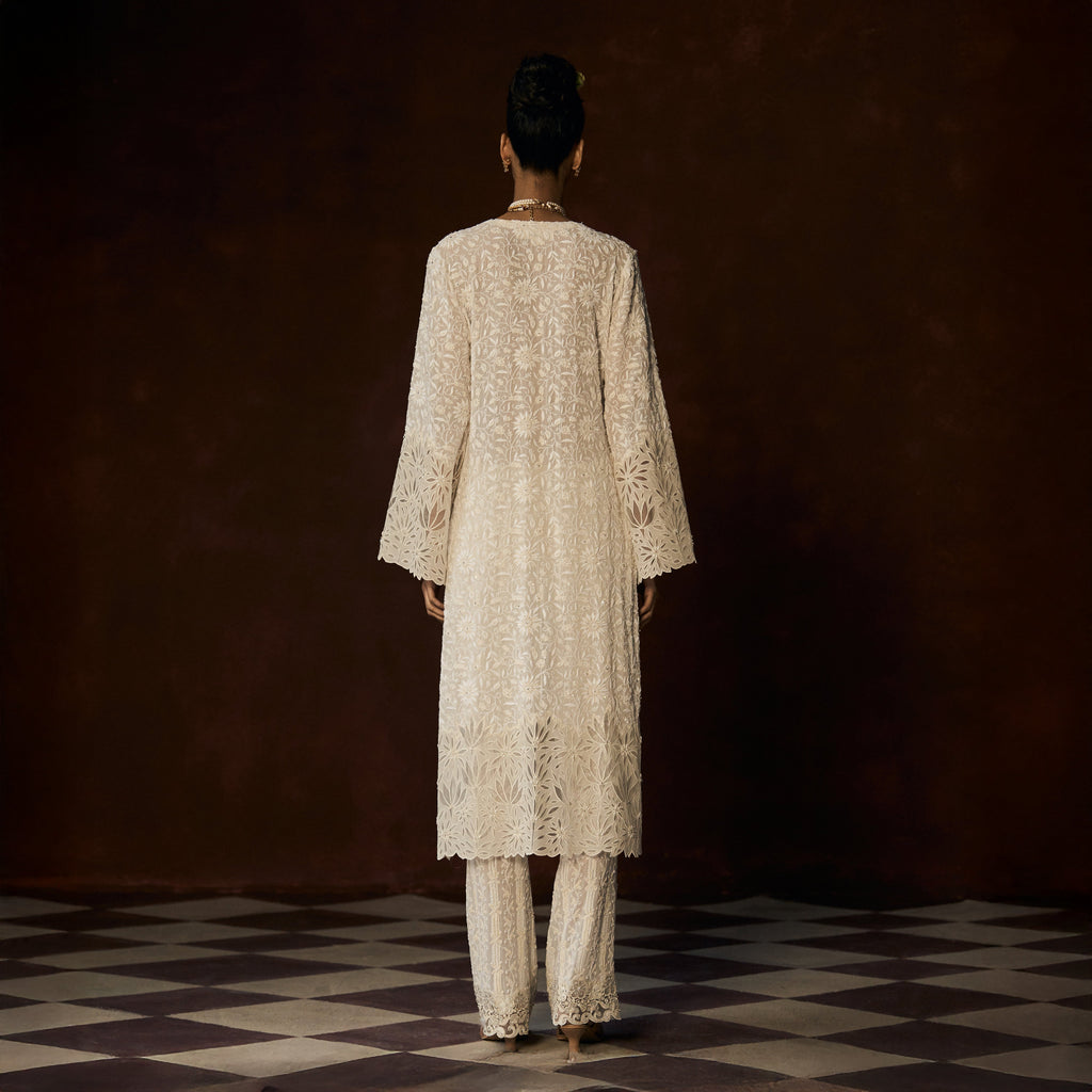 Sumitra Chikankari Ivory Long Tunic
