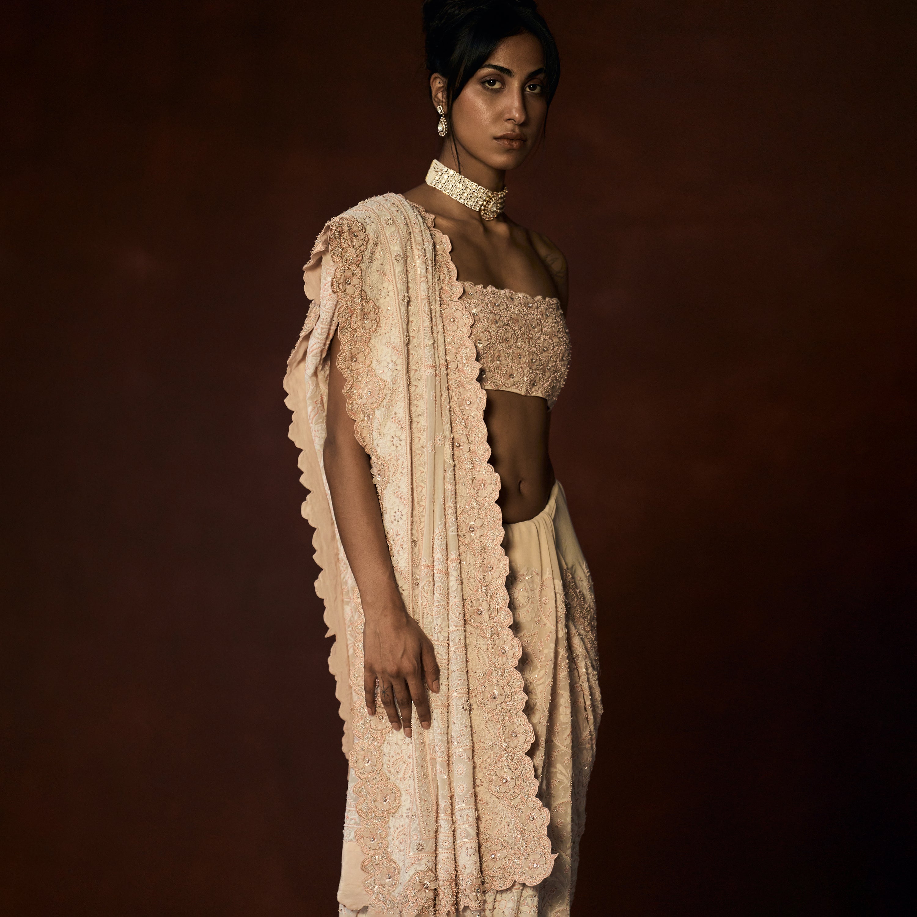 Sakini Embroidered Blush Pink Bustier