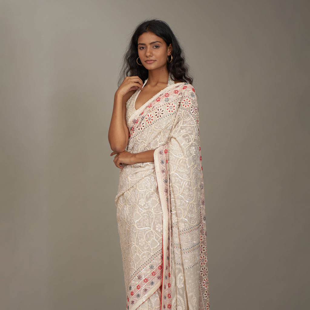 Aadhya Chikan Embroidered Saree