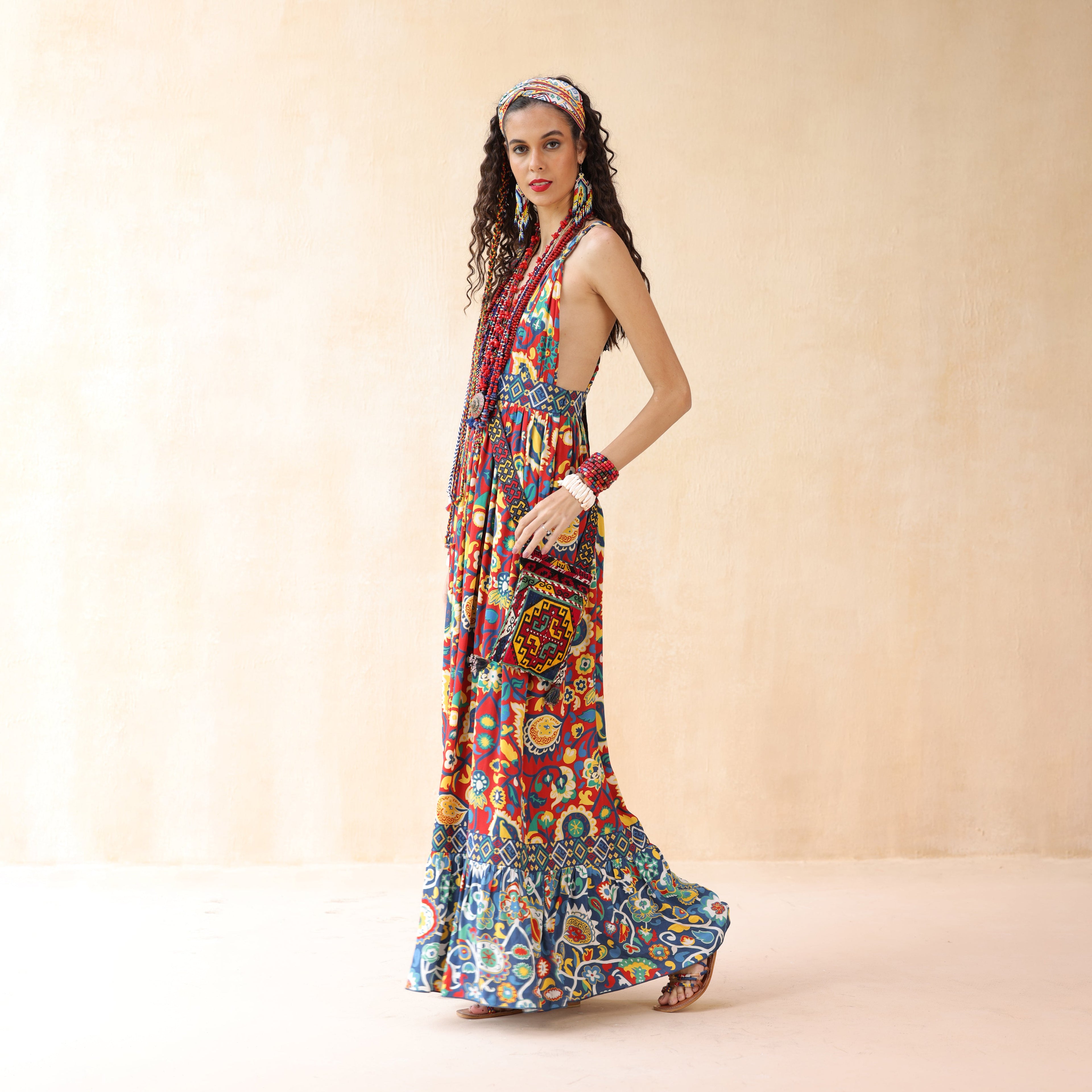 Rabia Crossover Braid Halter Dress