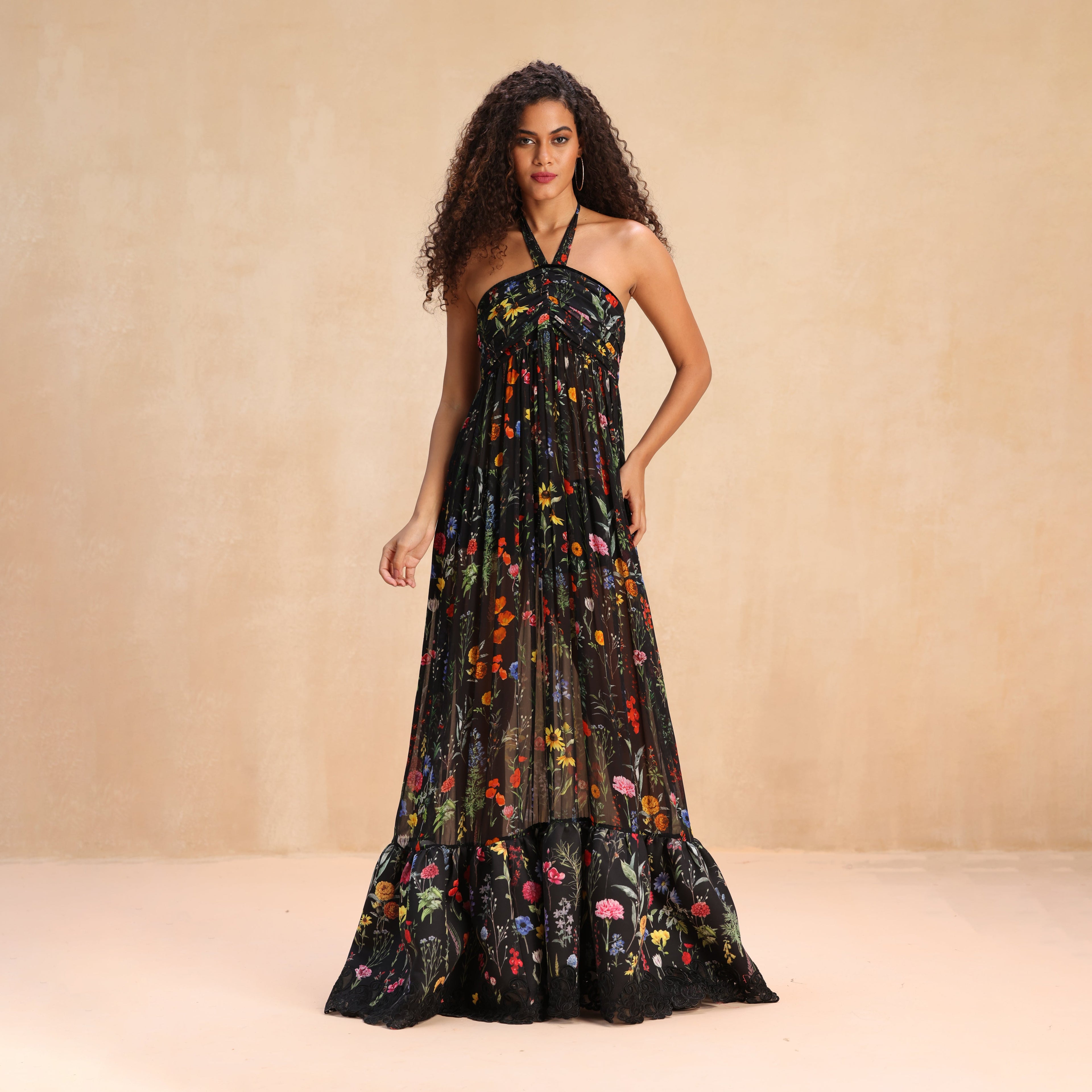 payal jain floral embroidered maxi dress Buy Black Crystal Crepe, Neoprene, 3d Net Floral, Sequins, Embroidered Strappy Dress For Women by Payal Jain Online at Aza Fashions