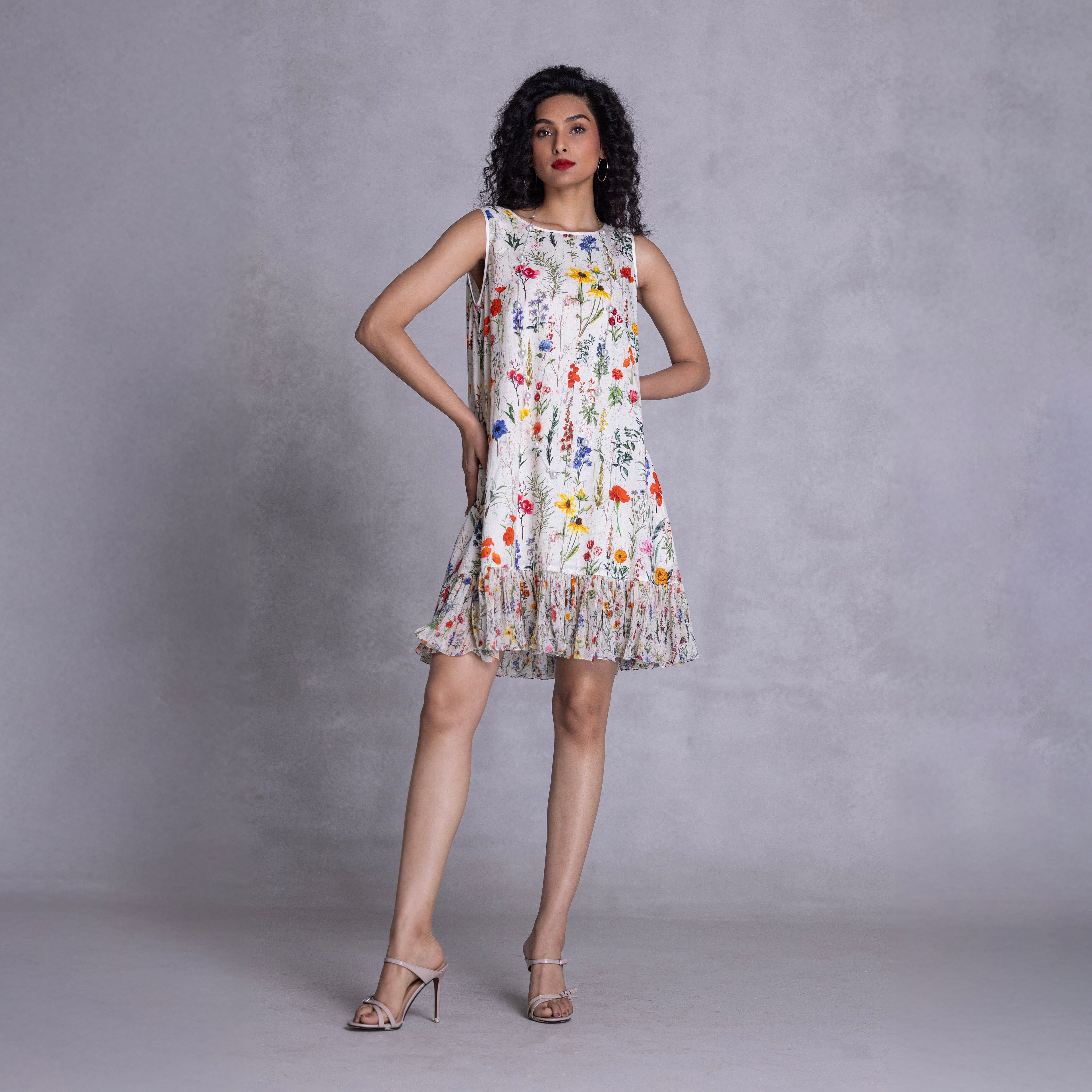 Zinnia Shift Dress with Ruffle