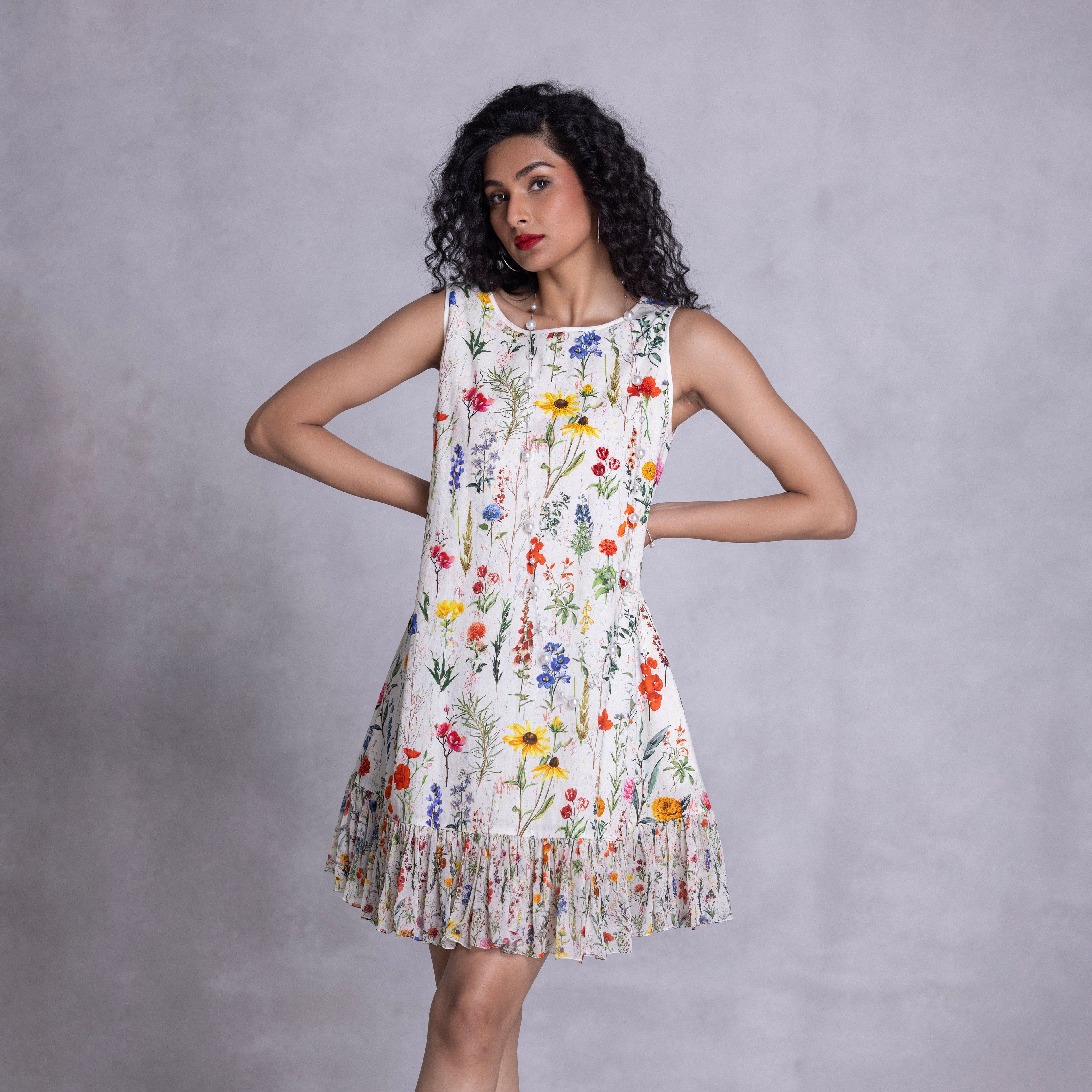 Zinnia Shift Dress with Ruffle