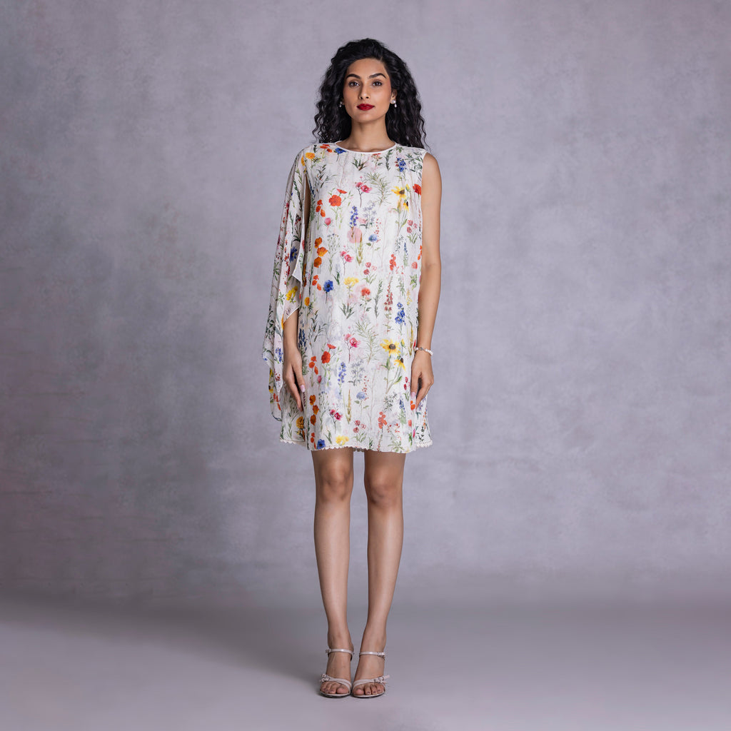 Amaryllis Shift Dress With Drape