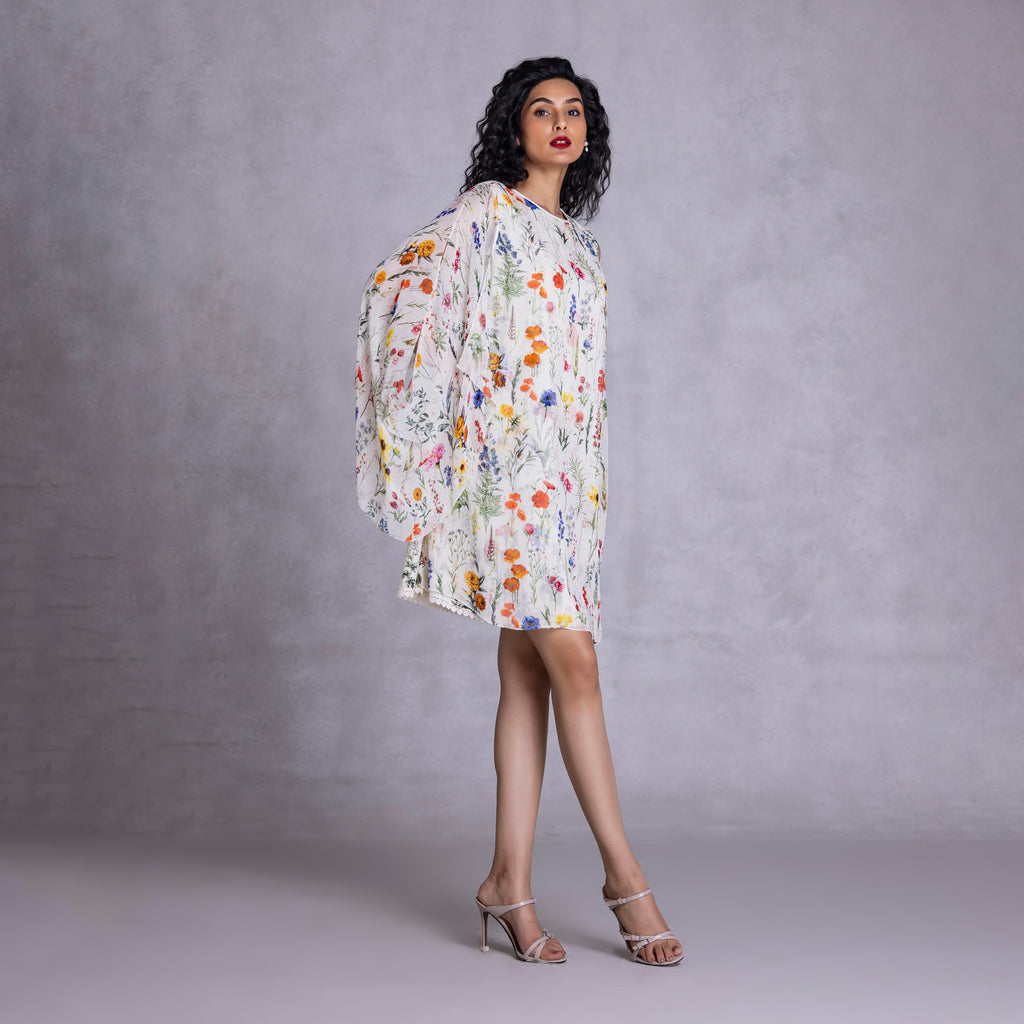 Amaryllis Shift Dress With Drape