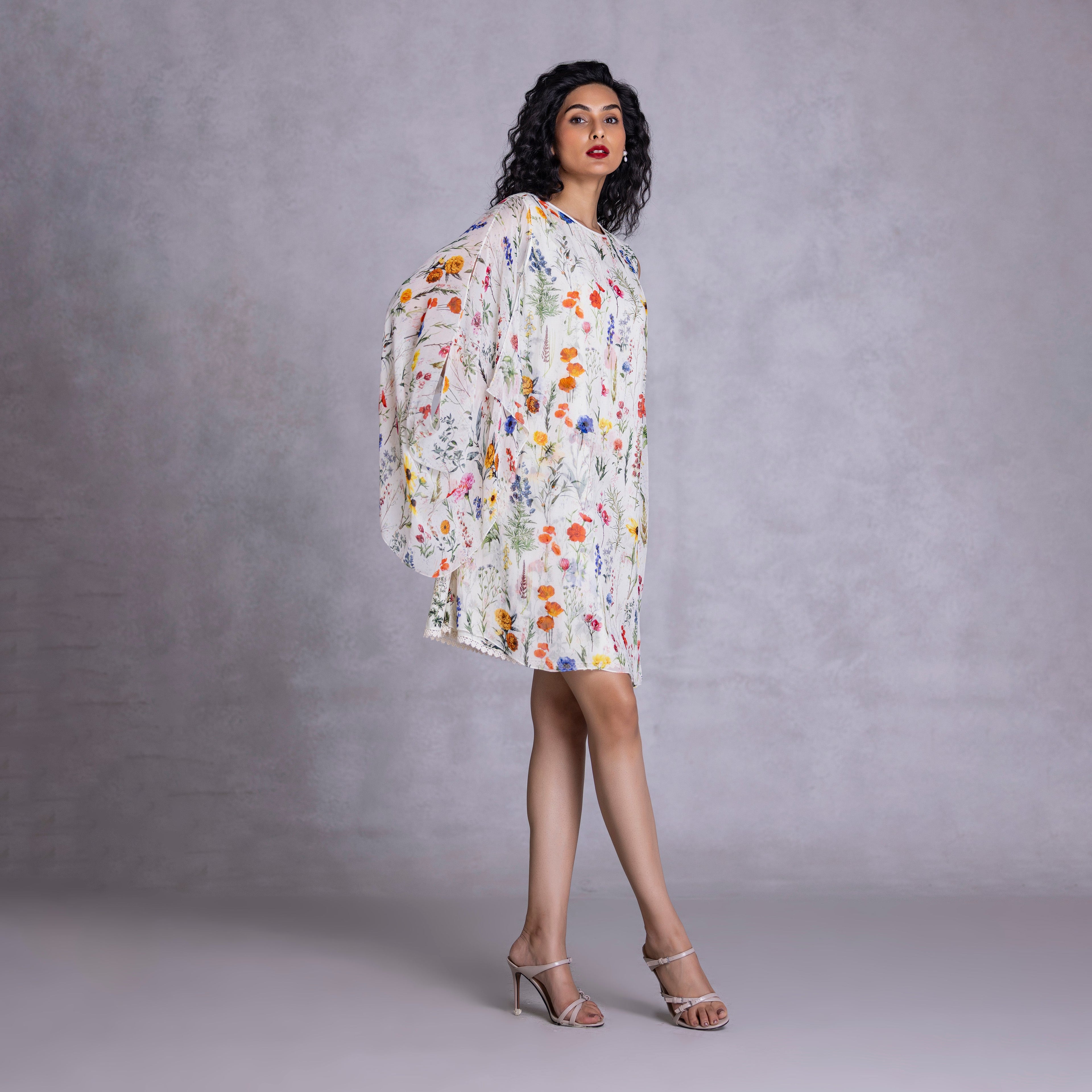 Amaryllis Shift Dress With Drape