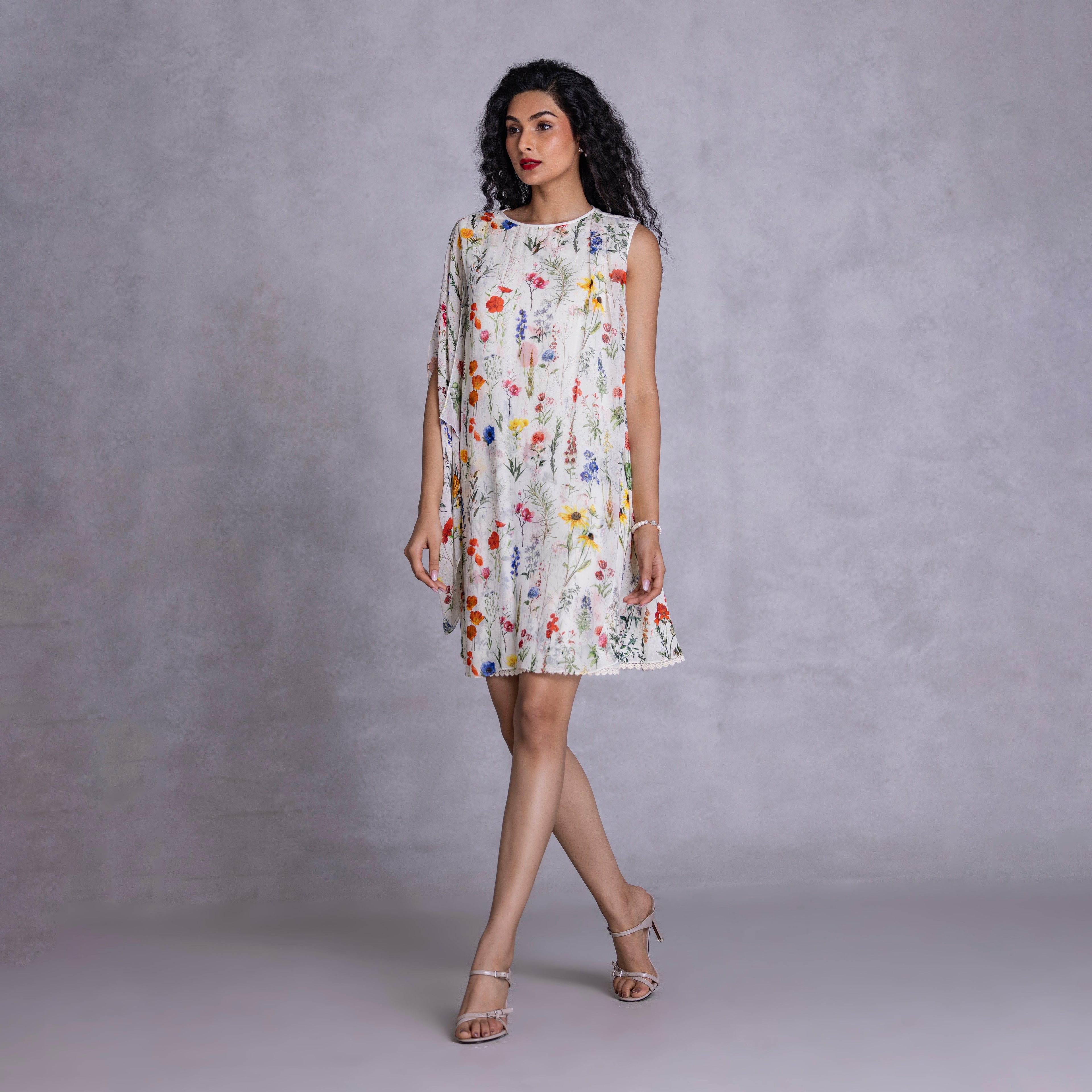 Amaryllis Shift Dress With Drape