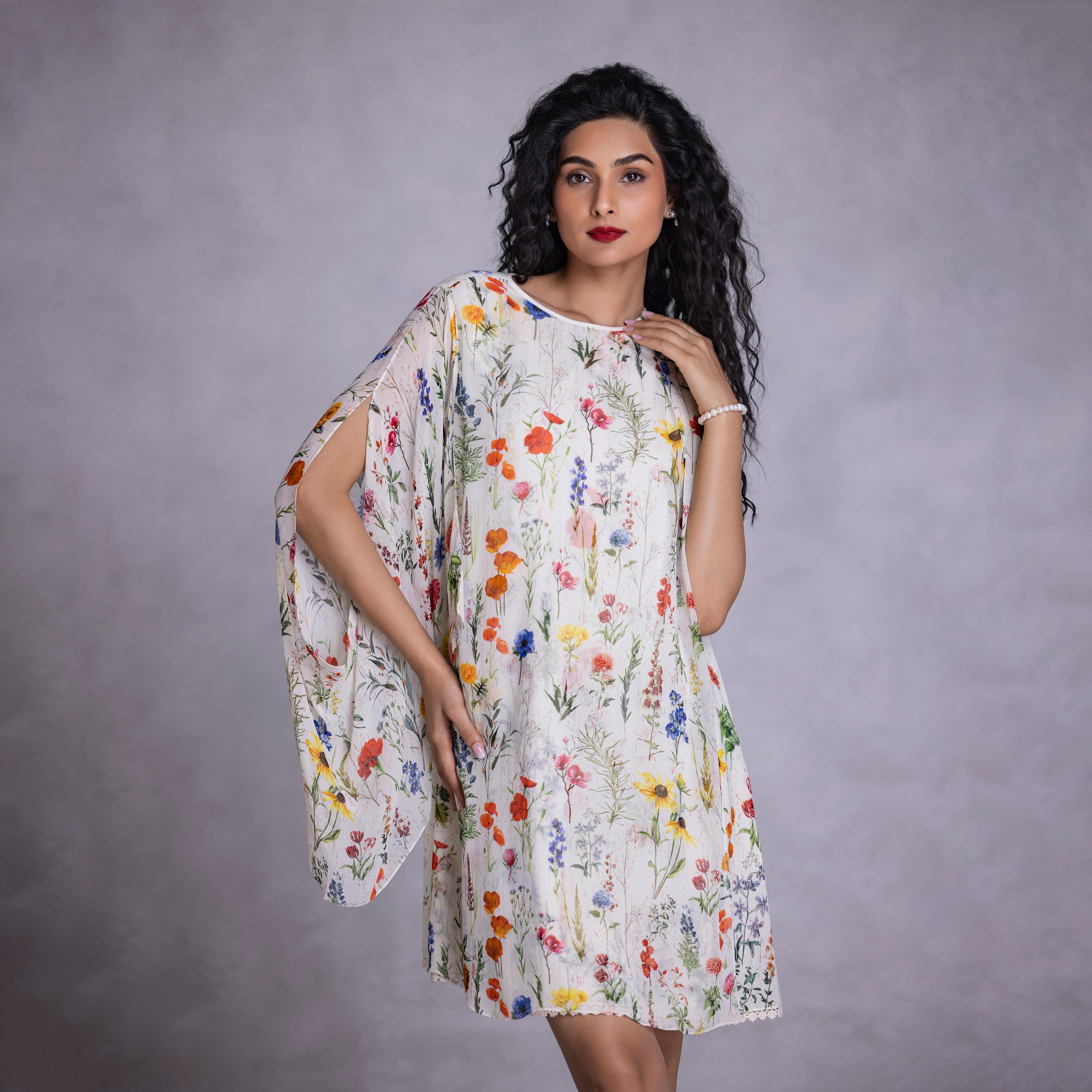 Amaryllis Shift Dress With Drape