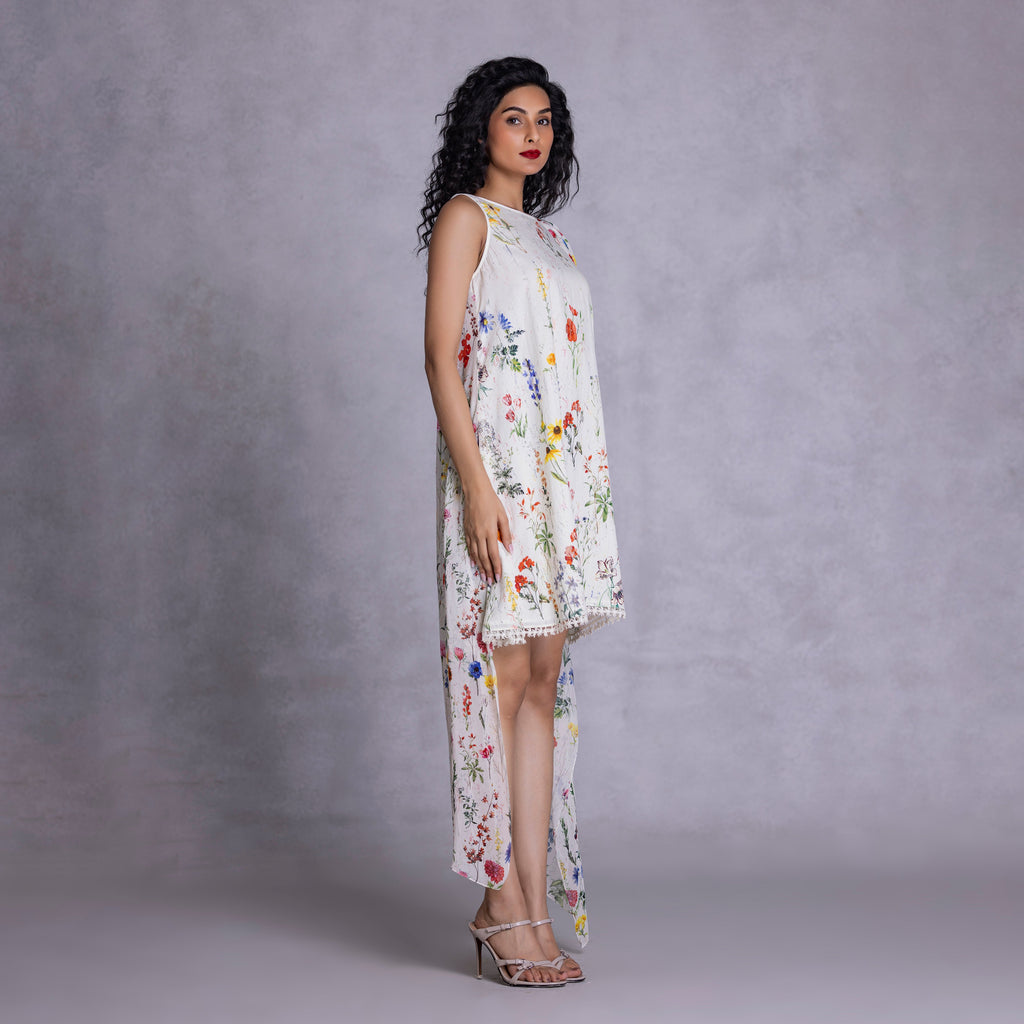 Orchid Shift Dress With Drape