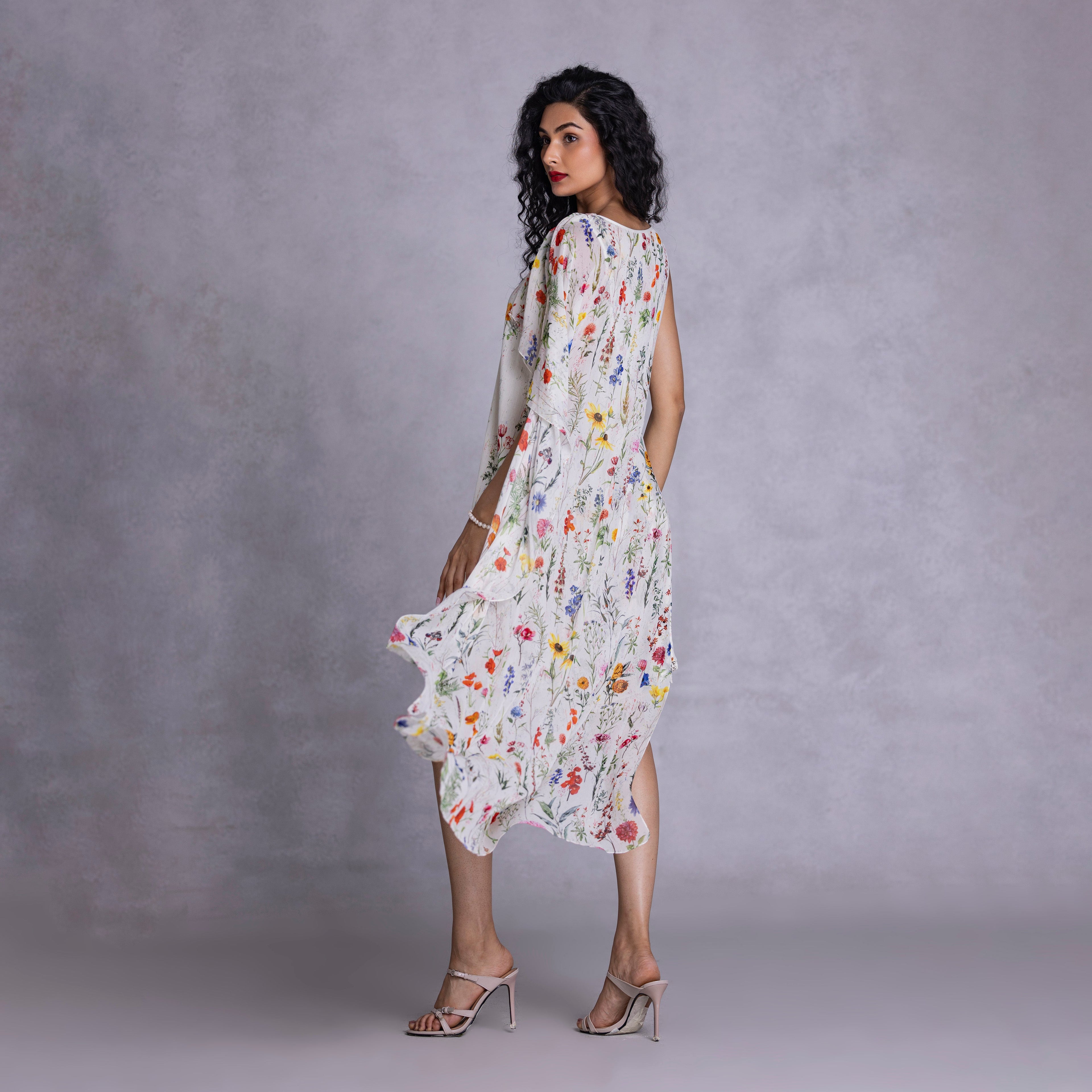 Orchid Shift Dress With Drape