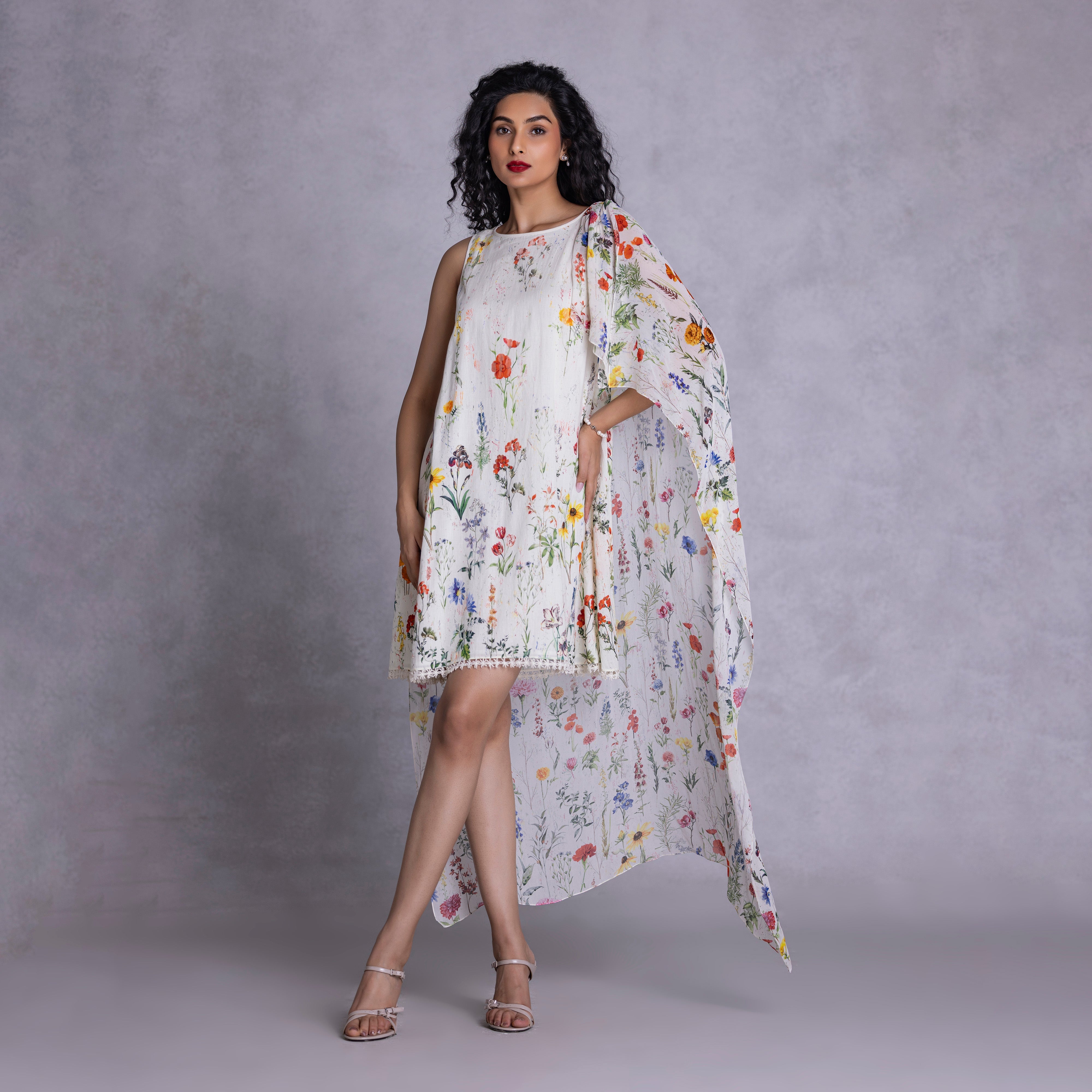 Orchid Shift Dress With Drape