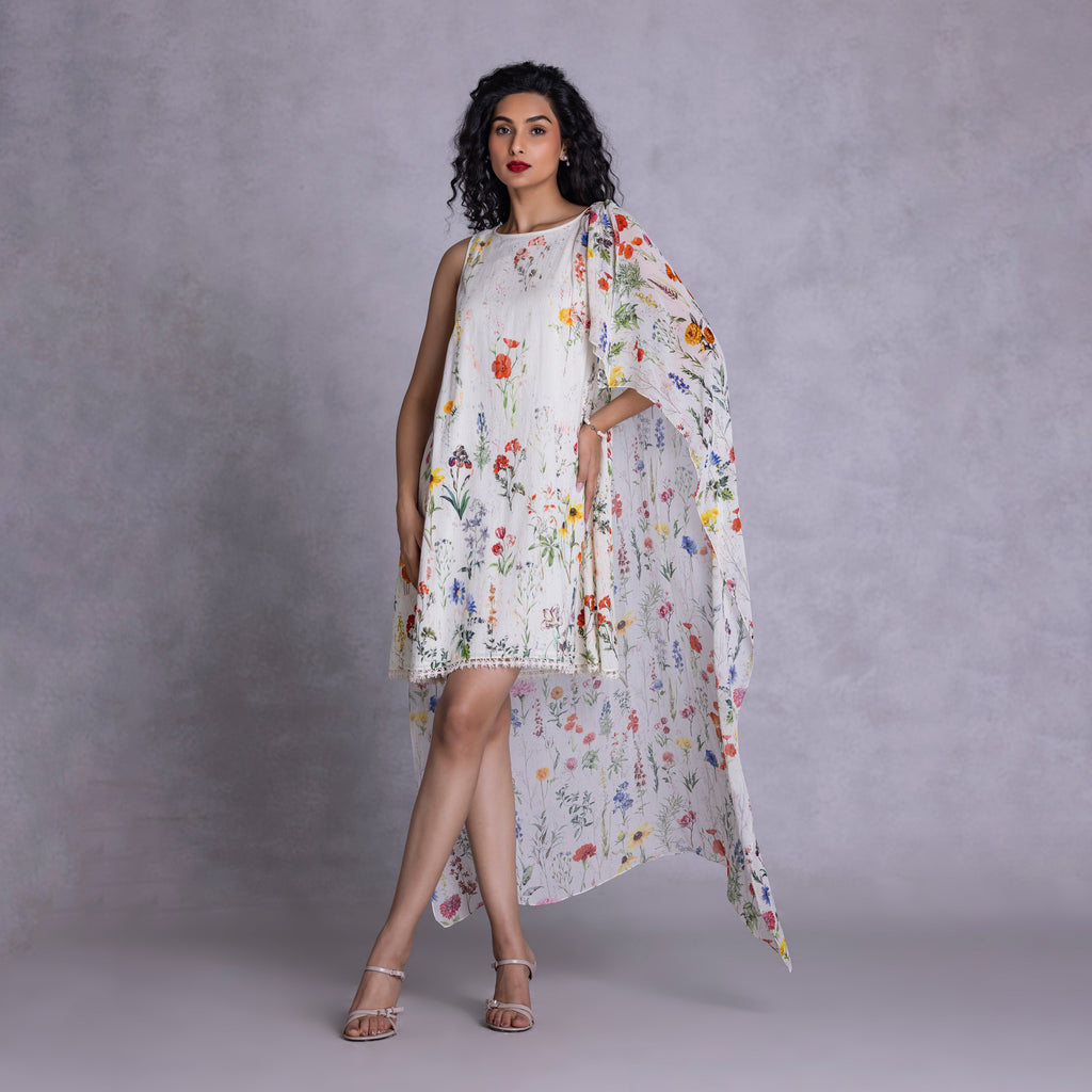 Orchid Shift Dress With Drape