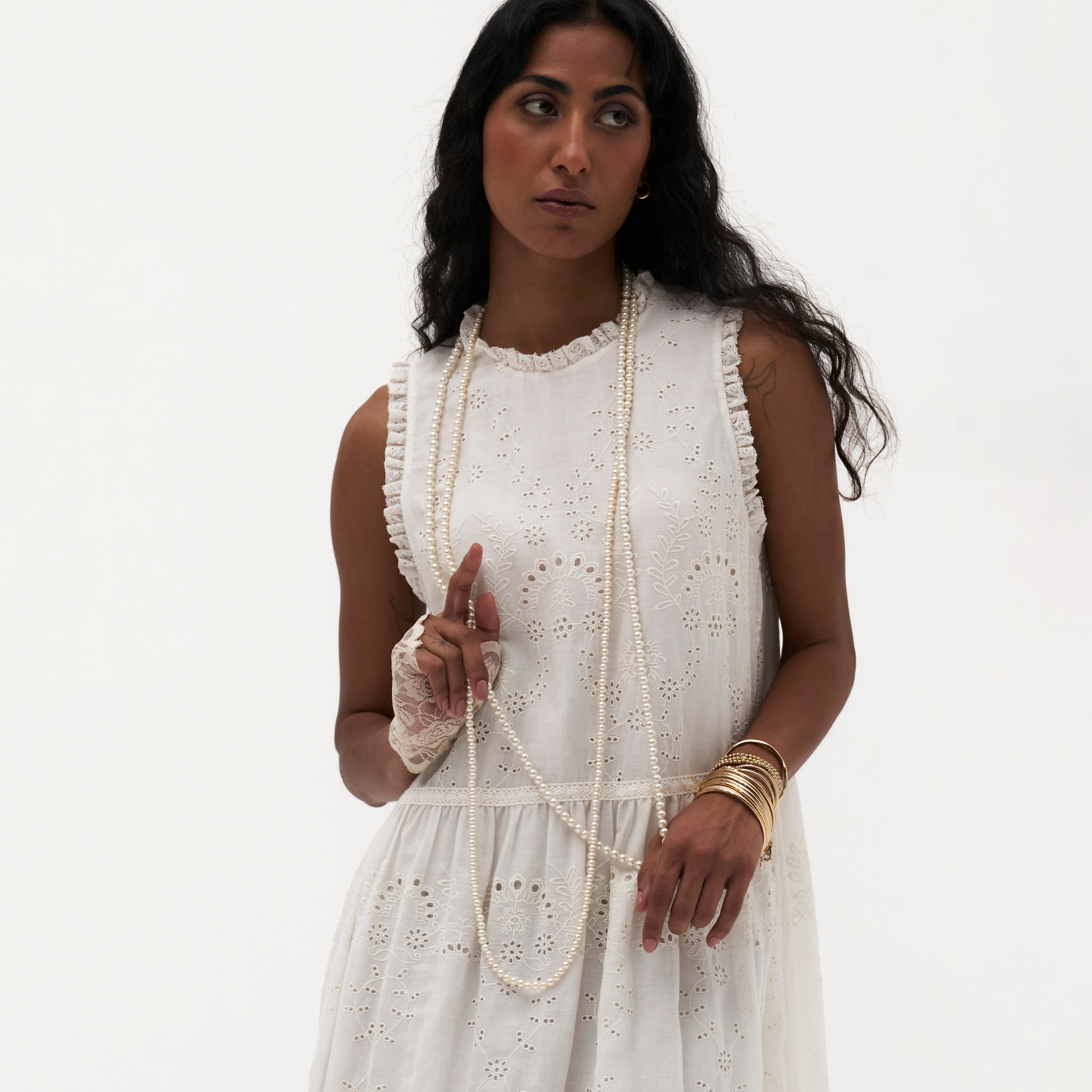 Erin Long Embroidered Dress