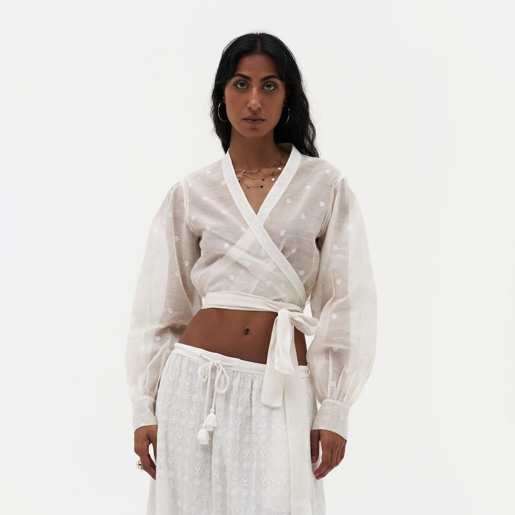 Sylvie Chikankari Wrap Top