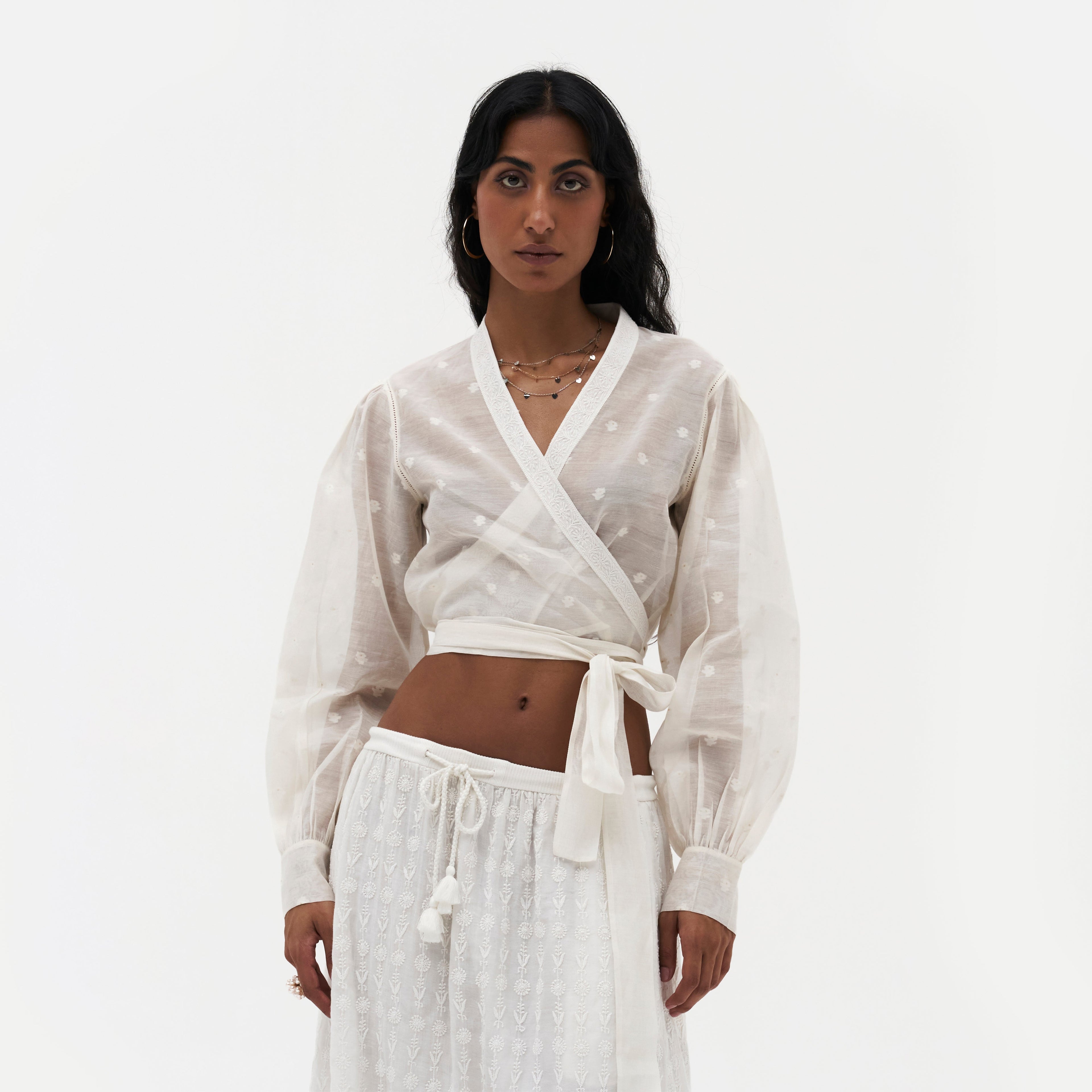 Sylvie Chikankari Wrap Top