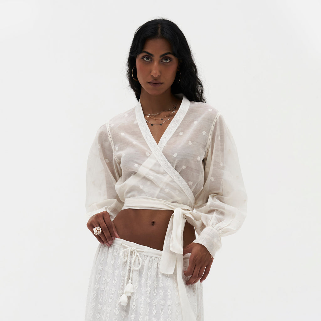 Sylvie Chikankari Wrap Top