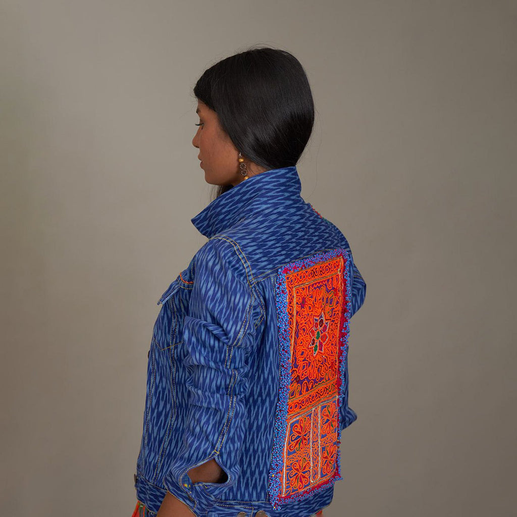 Adalyn Bikers Ikat Mirror Patchwork Jacket