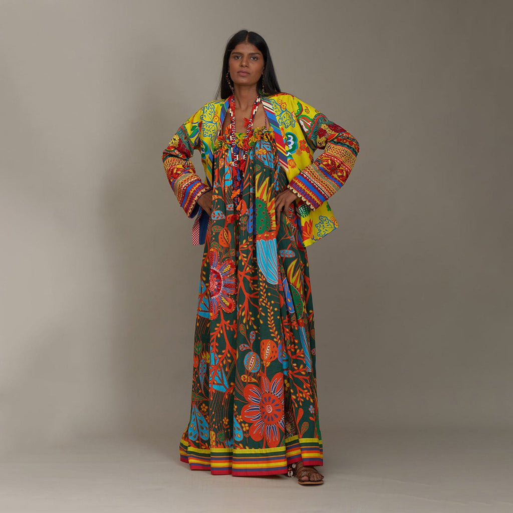 Alyssa Kimono Jacket Bird Family & Jungle Border