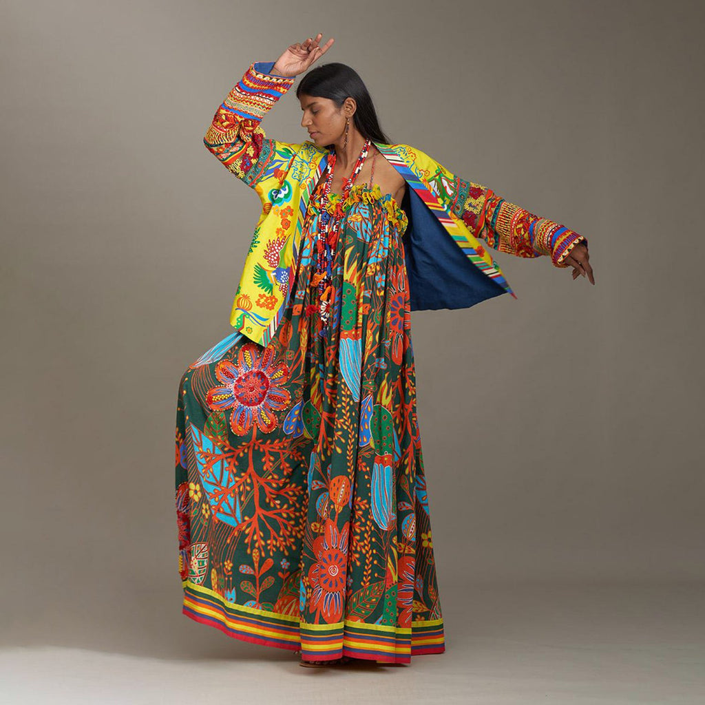 Alyssa Kimono Jacket Bird Family & Jungle Border