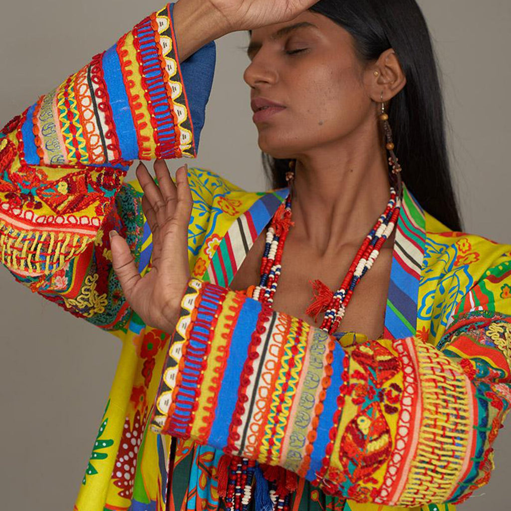 Alyssa Kimono Jacket Bird Family & Jungle Border