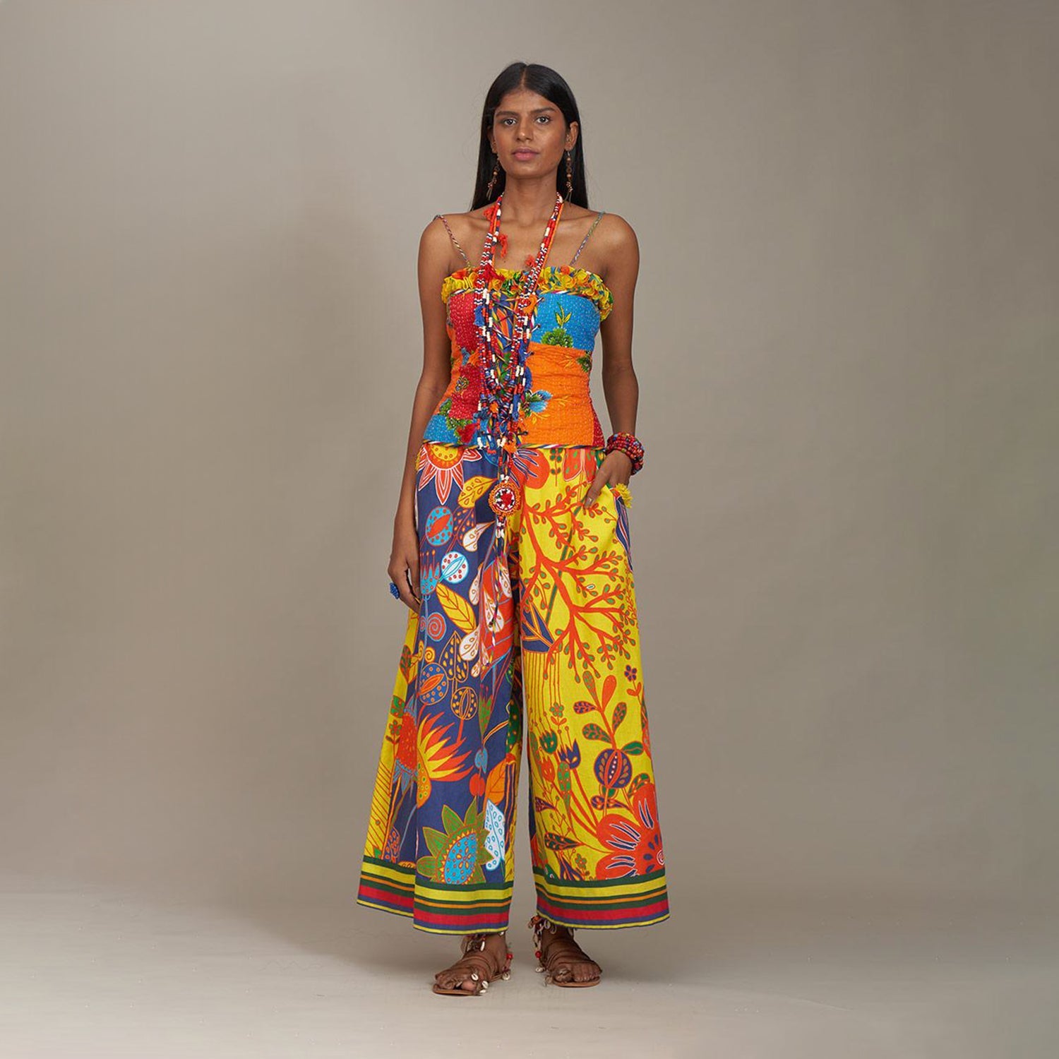 Alyssa Off Shoulder Bustier Jumpsuit Forest Wonderland