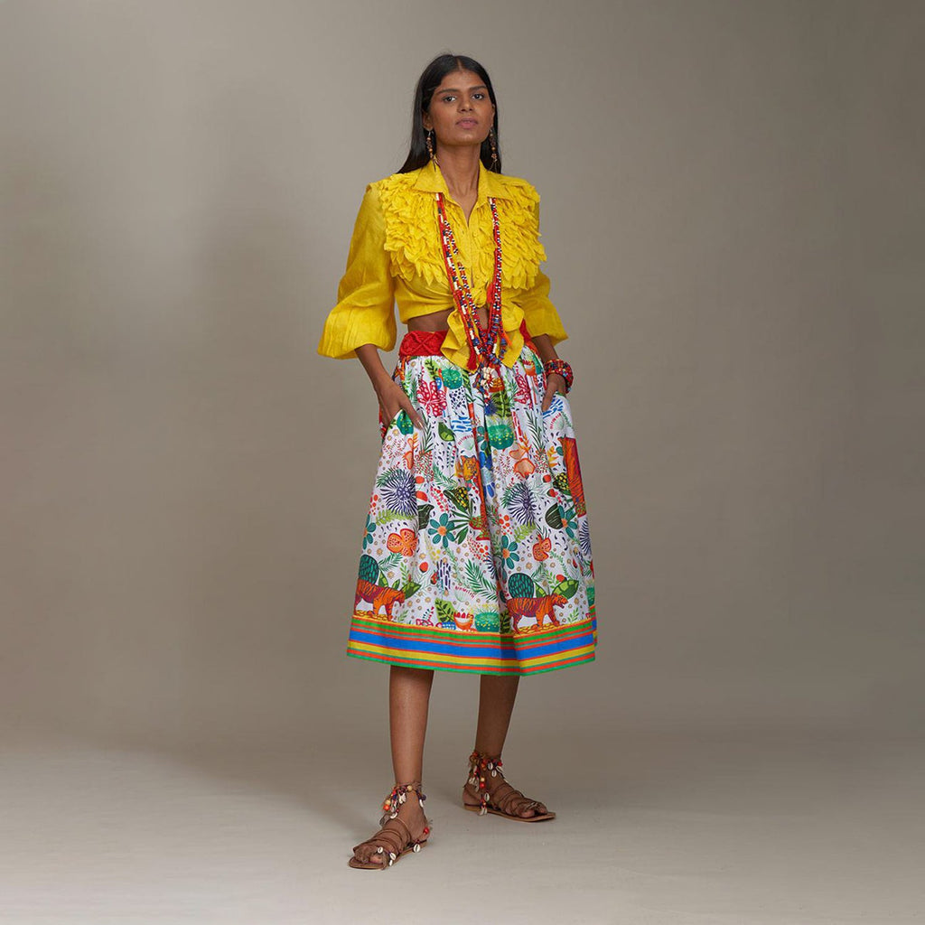 Andrea Gathered Short Skirt Jungle Trail Print