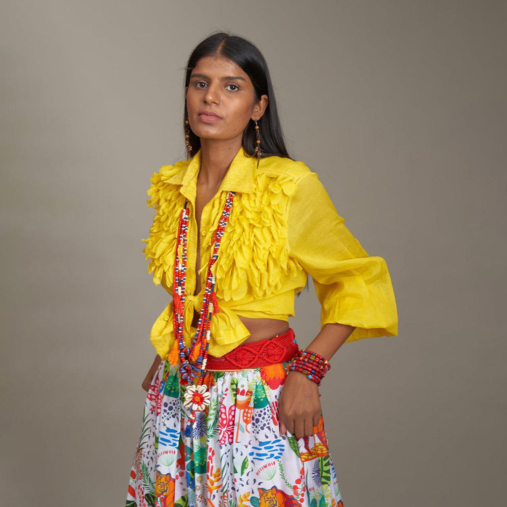 Andrea Gathered Short Skirt Jungle Trail Print