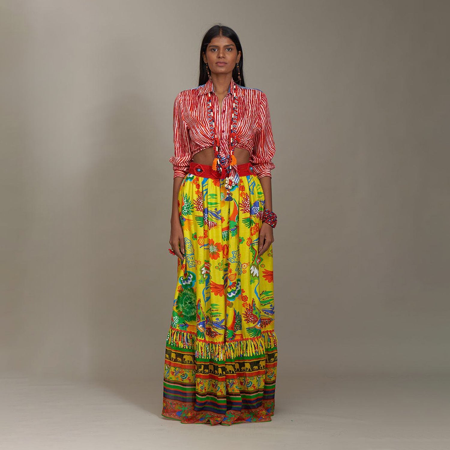 Arya Tiered Maxi Skirt Bird Family