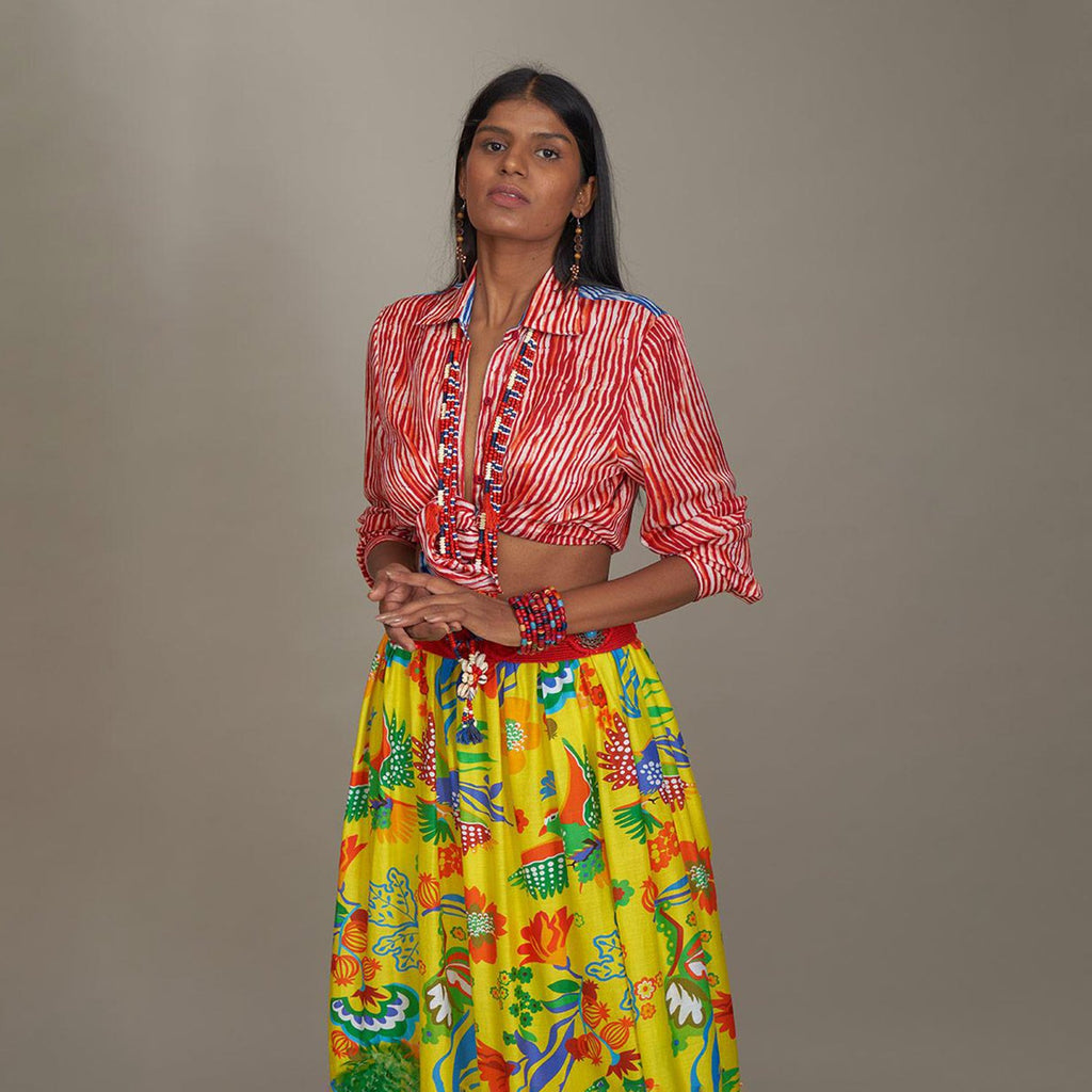 Arya Tiered Maxi Skirt Bird Family