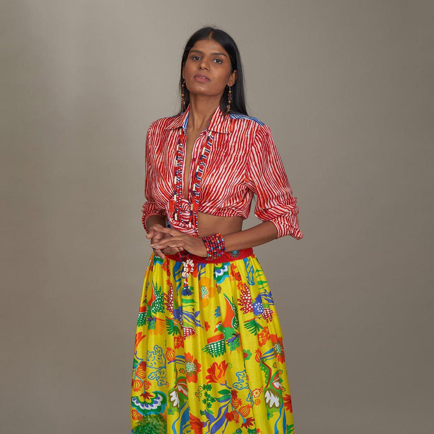 Arya Tiered Maxi Skirt Bird Family