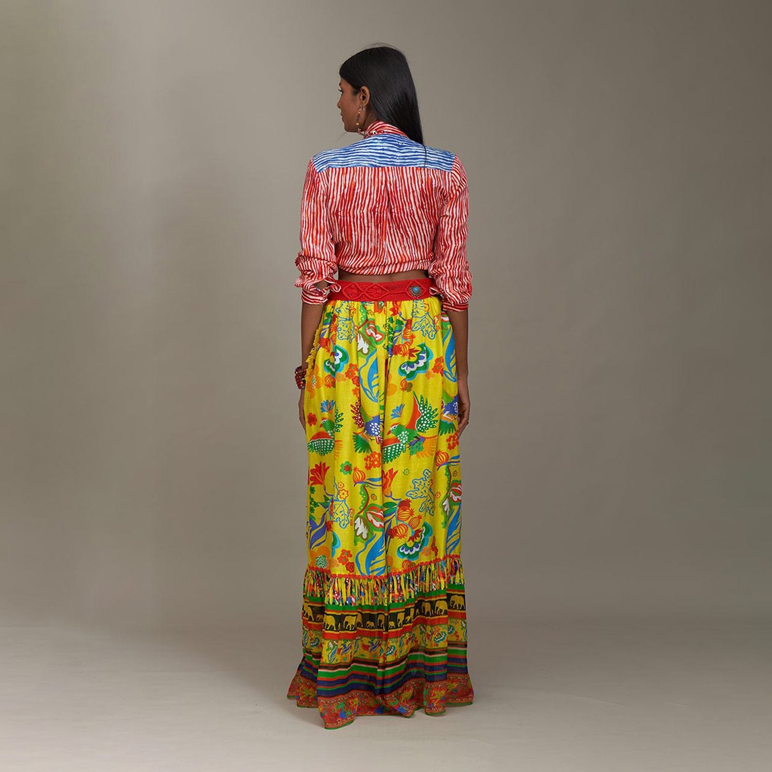 Arya Tiered Maxi Skirt Bird Family