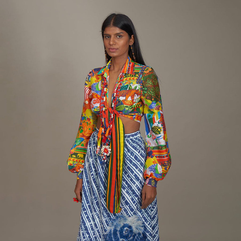 Bailey Midi Tiered Skirt Shibori Borders